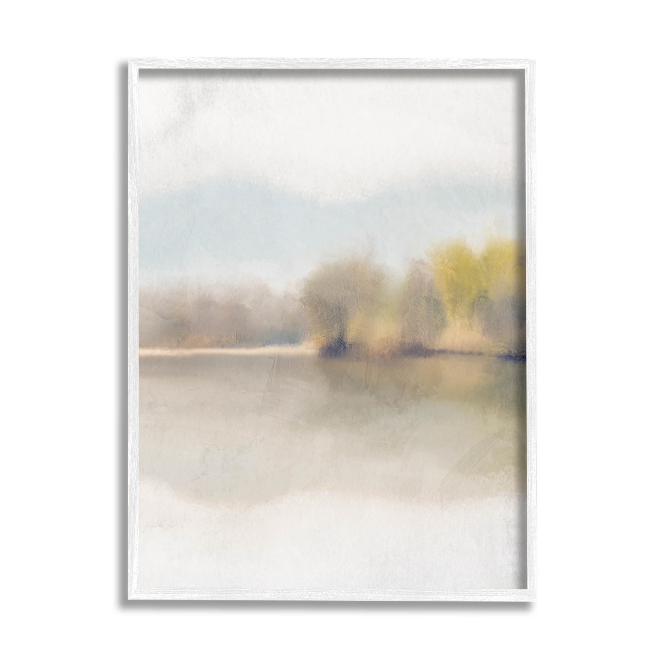 Stupell Industries Misty Distant Lake Landscape Design Graphic Art White Framed Art Print Wall Art, Design by Kim Allen