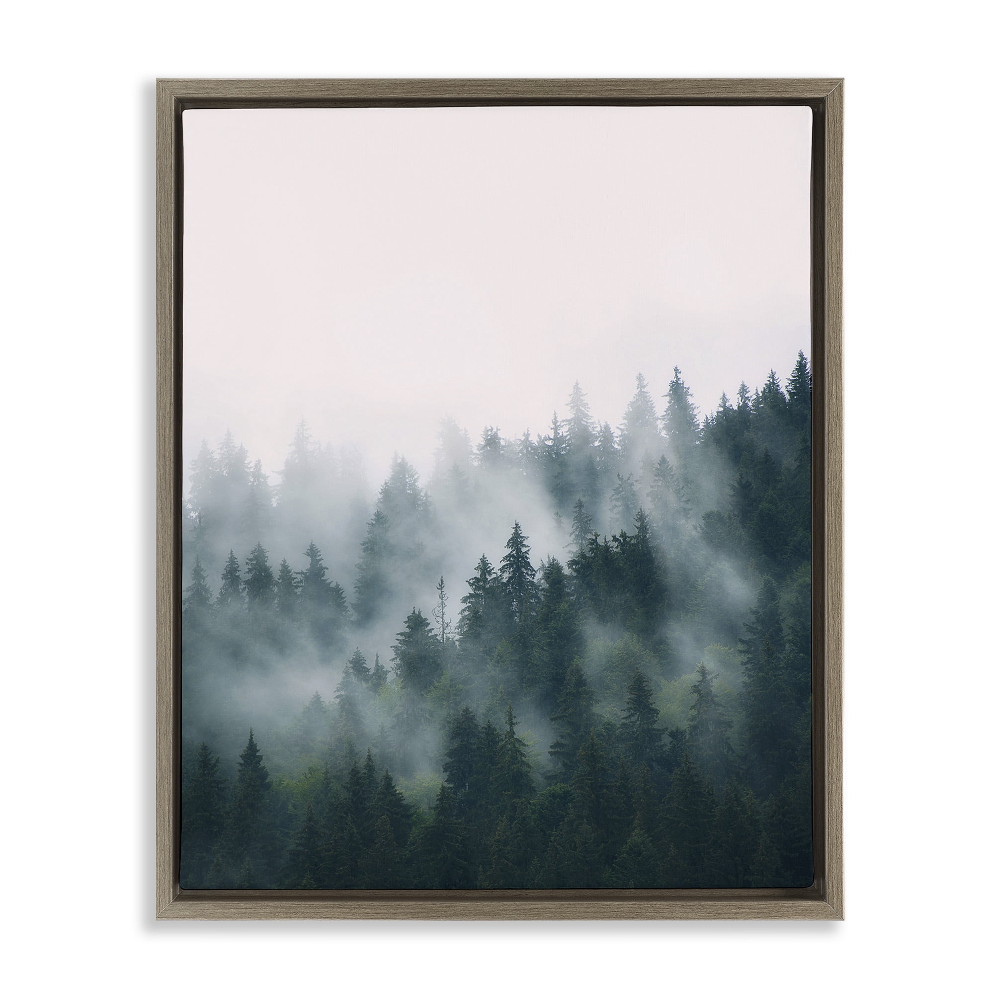Stupell Industries Misty Forest Trees Landscape Photography Brown Floater Framed Canvas Art Print Wall Art, 25 x 31