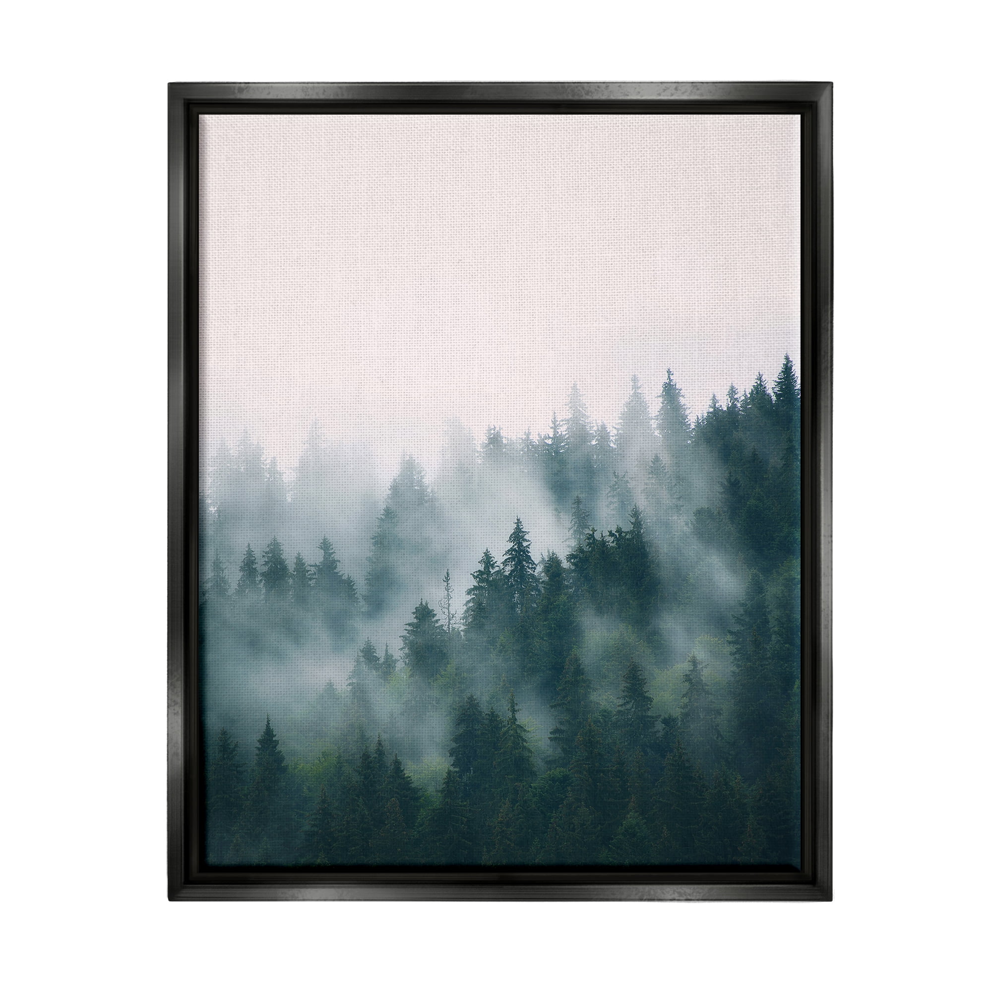Stupell Industries Misty Forest Trees Nature Photography Black Floater Framed Art Print Wall Art, 25 x 31