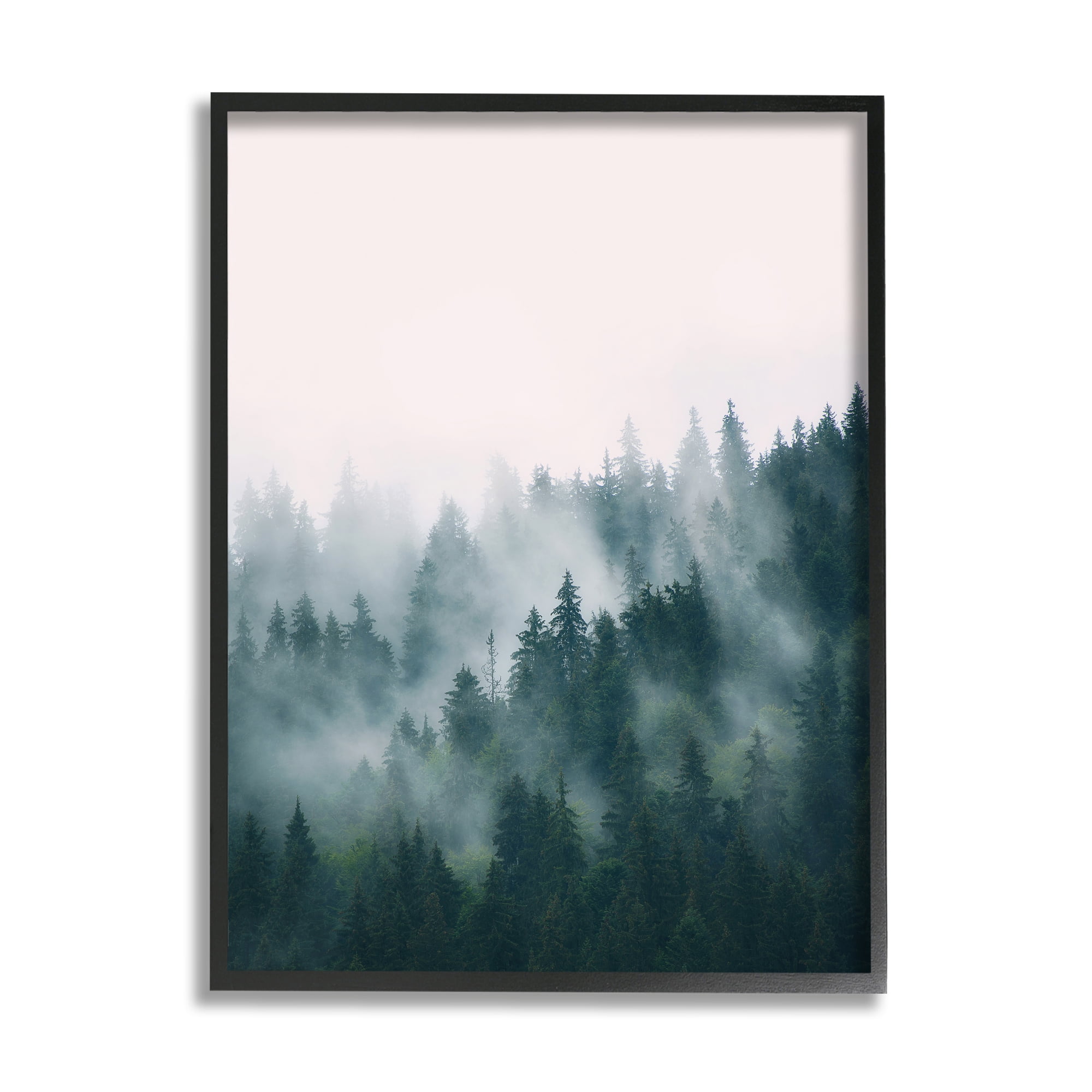 Stupell Industries Misty Forest Trees Nature Photography Black Framed Art Print Wall Art, 24 x 30