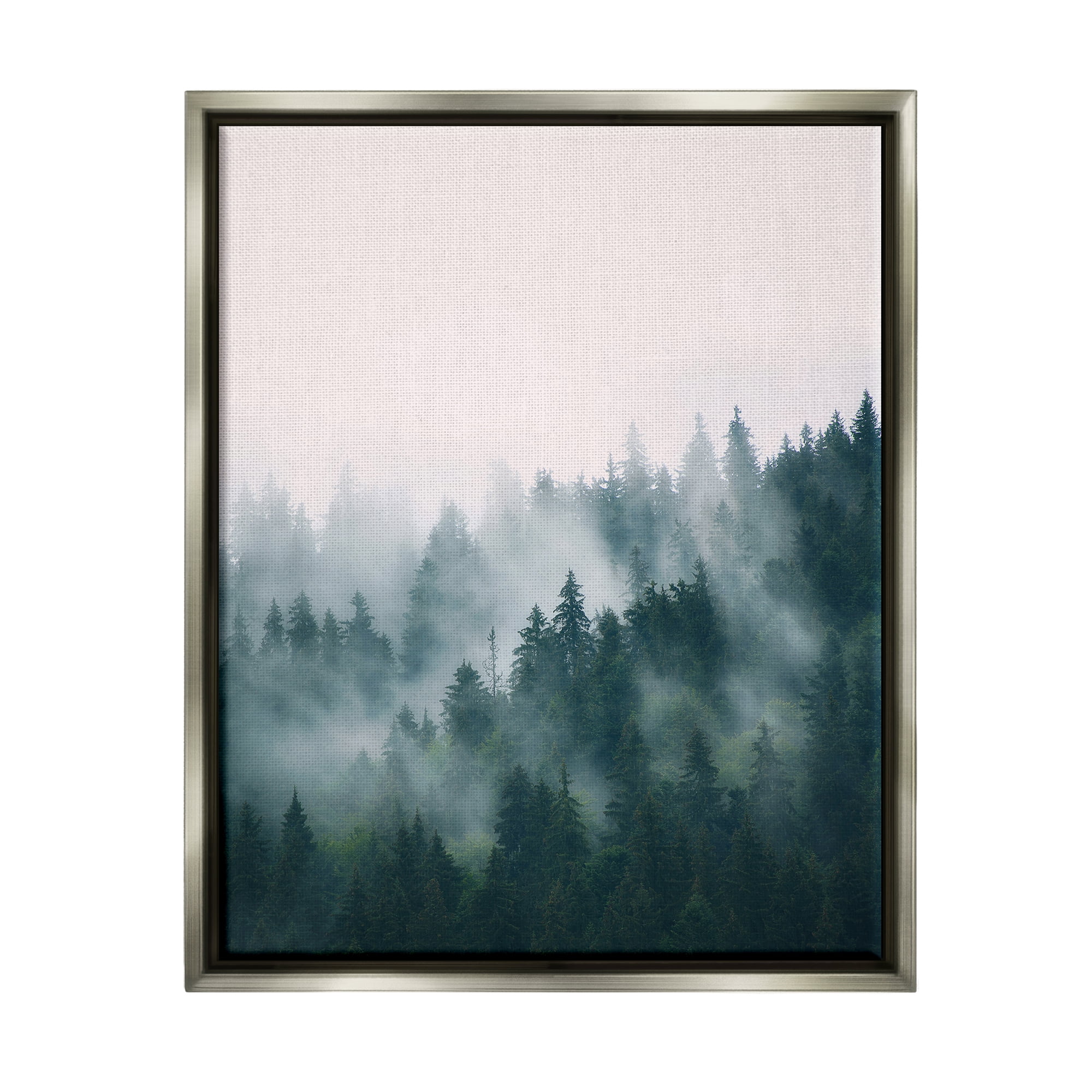 Stupell Industries Misty Forest Trees Nature Photography Gray Floater Framed Art Print Wall Art, 25 x 31