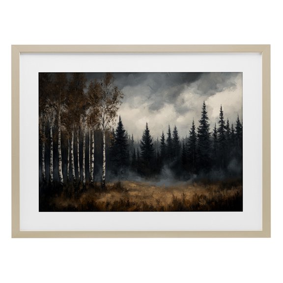Misty Forest in Autumn Brown Framed Print Under Glass, 20 x 14, Made In USA