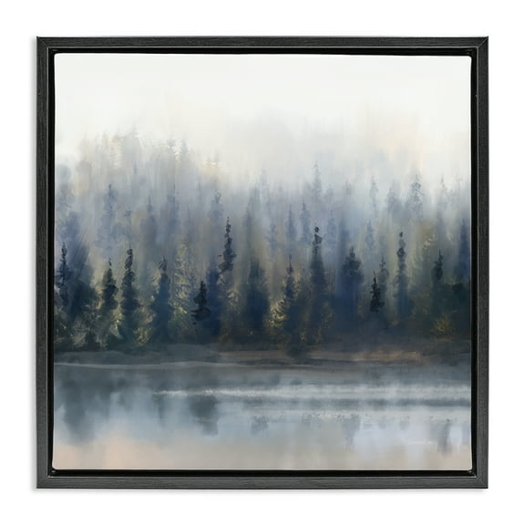 Stupell Industries Misty Gray Forest Landscape & Nature Painting Black Floater Framed Canvas Art Print Wall Art, 18 x 18