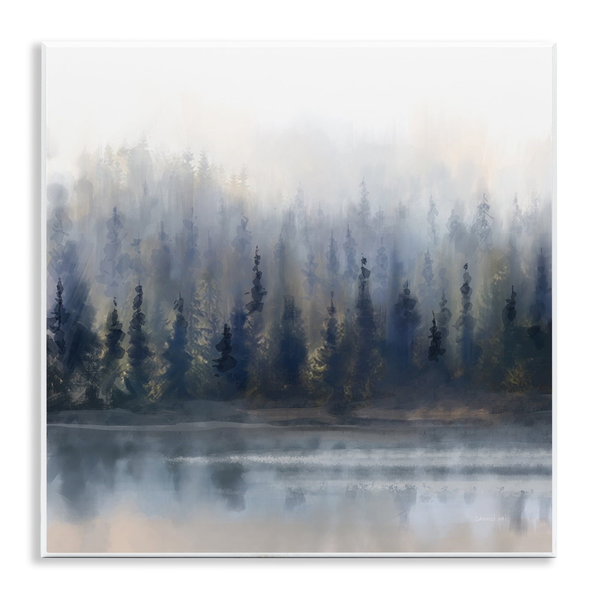 Stupell Industries Misty Gray Forest Landscape & Nature Painting Unframed Art Print Wall Art, 12 x 12
