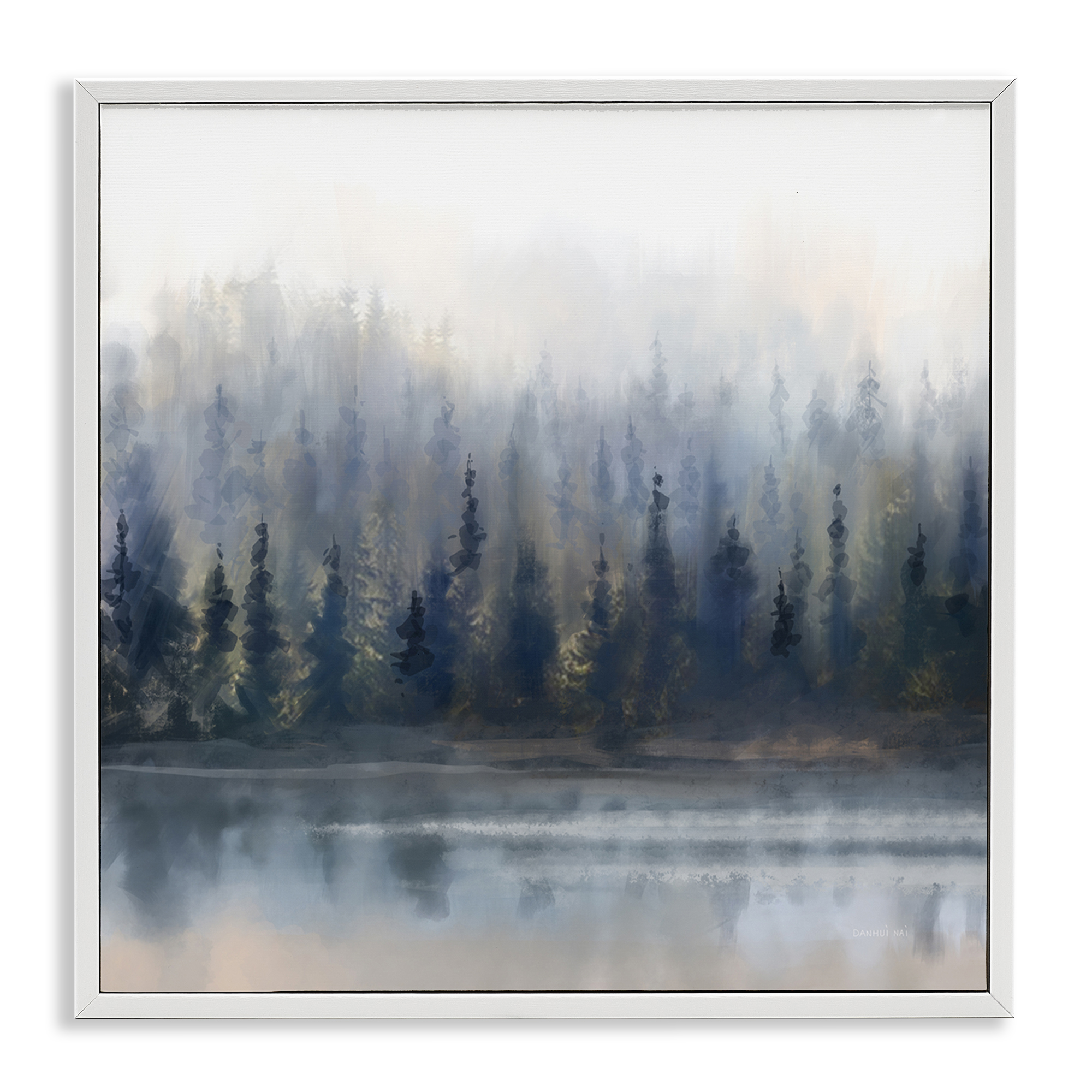 Stupell Industries Misty Gray Forest Landscape & Nature Painting White Framed Art Print Wall Art, 24 x 24