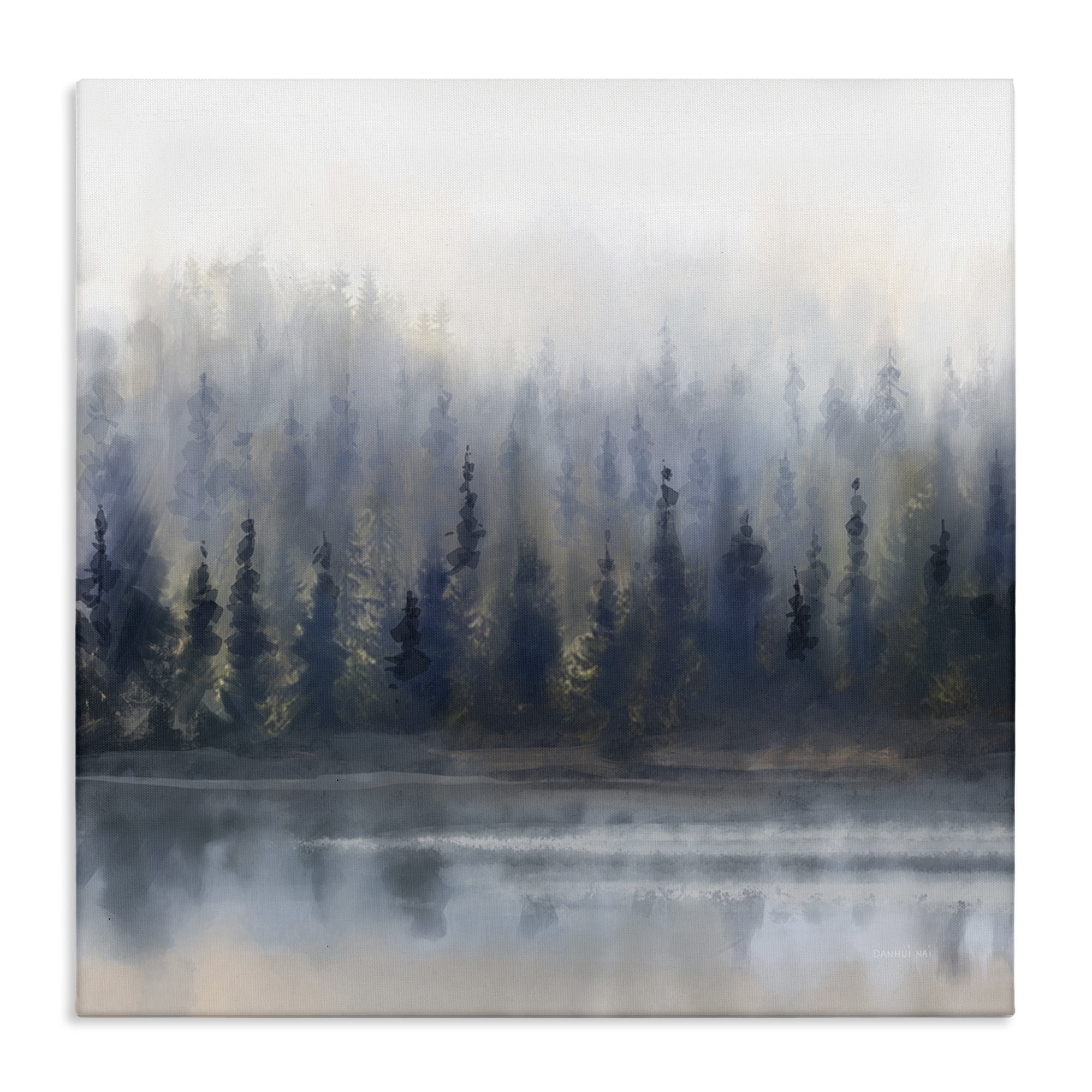 Stupell Industries Misty Gray Forest Landscape & Nature Painting Wrapped Canvas Art Print Wall Art, 24 x 24
