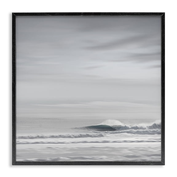 Stupell Industries Misty Grey Beach Ripples Landscape & Nature Painting Black Framed Art Print Wall Art, 12 x 12