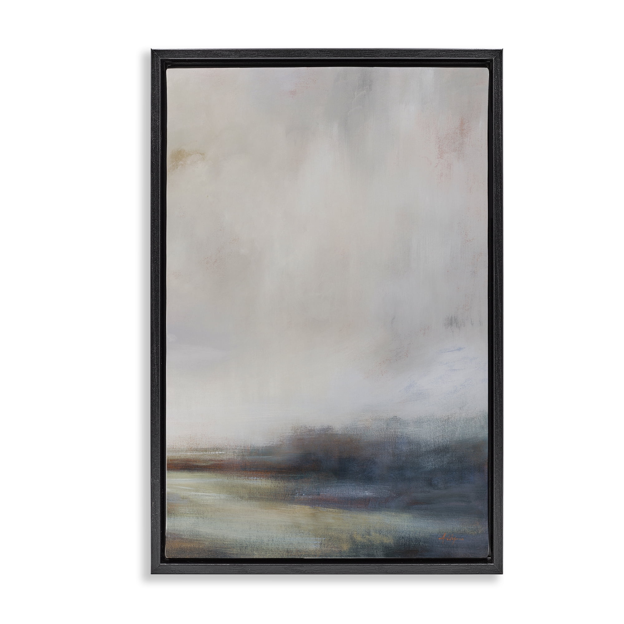Stupell Industries Misty Grey Landscape Landscape & Nature Painting Black Floater Framed Canvas Art Print Wall Art, 21 x 31