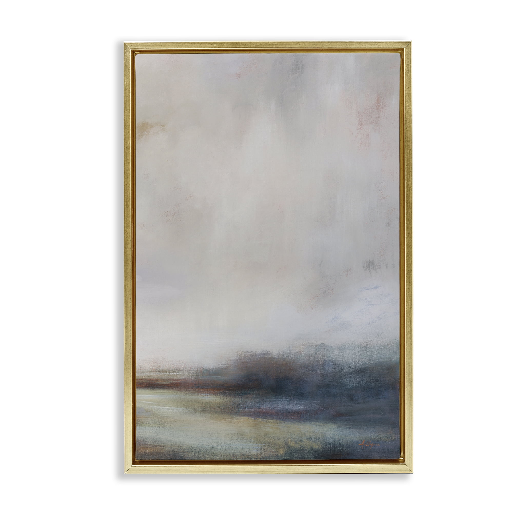 Stupell Industries Misty Grey Landscape Landscape & Nature Painting Gold Floater Framed Canvas Art Print Wall Art, 17 x 25
