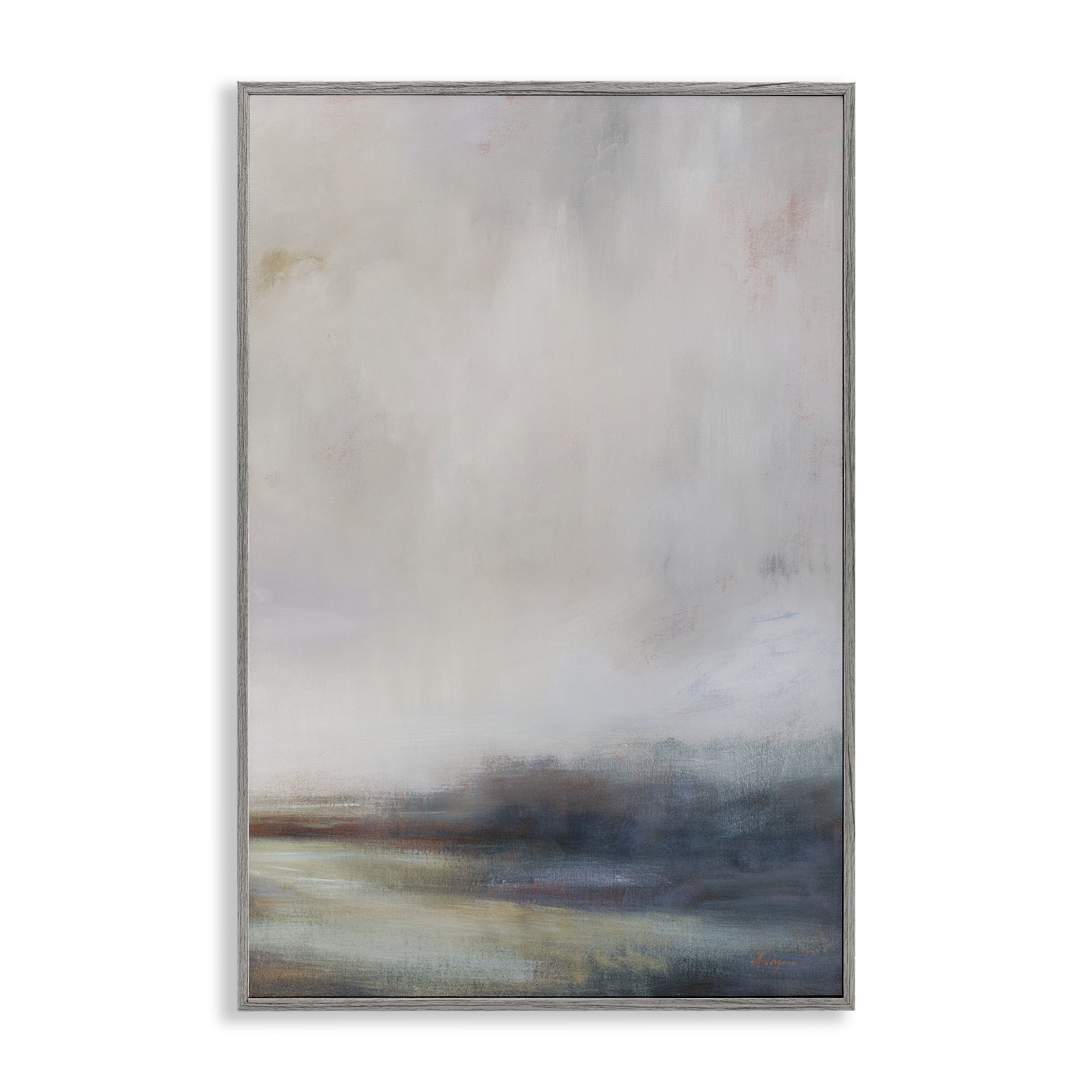 Stupell Industries Misty Grey Landscape Landscape & Nature Painting Gray Framed Art Print Wall Art, 12 x 18