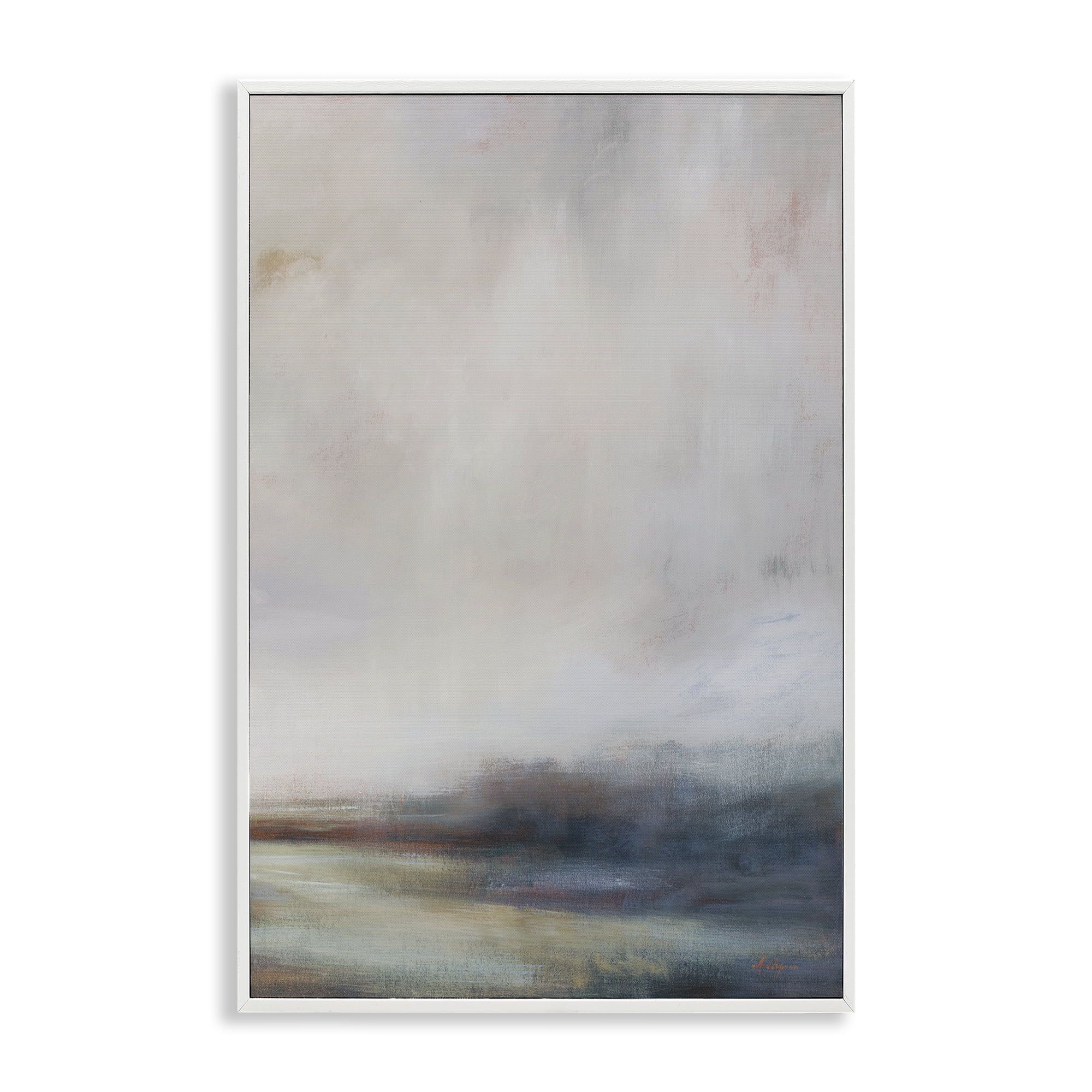 Stupell Industries Misty Grey Landscape Landscape & Nature Painting White Framed Art Print Wall Art, 12 x 18