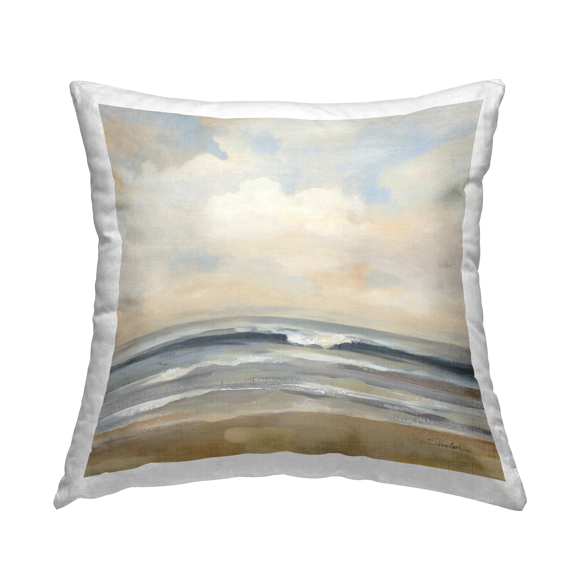 Stupell Industries Misty Haze Shoreline Decorative Printed Throw Pillow Design by Silvia Vassileva.