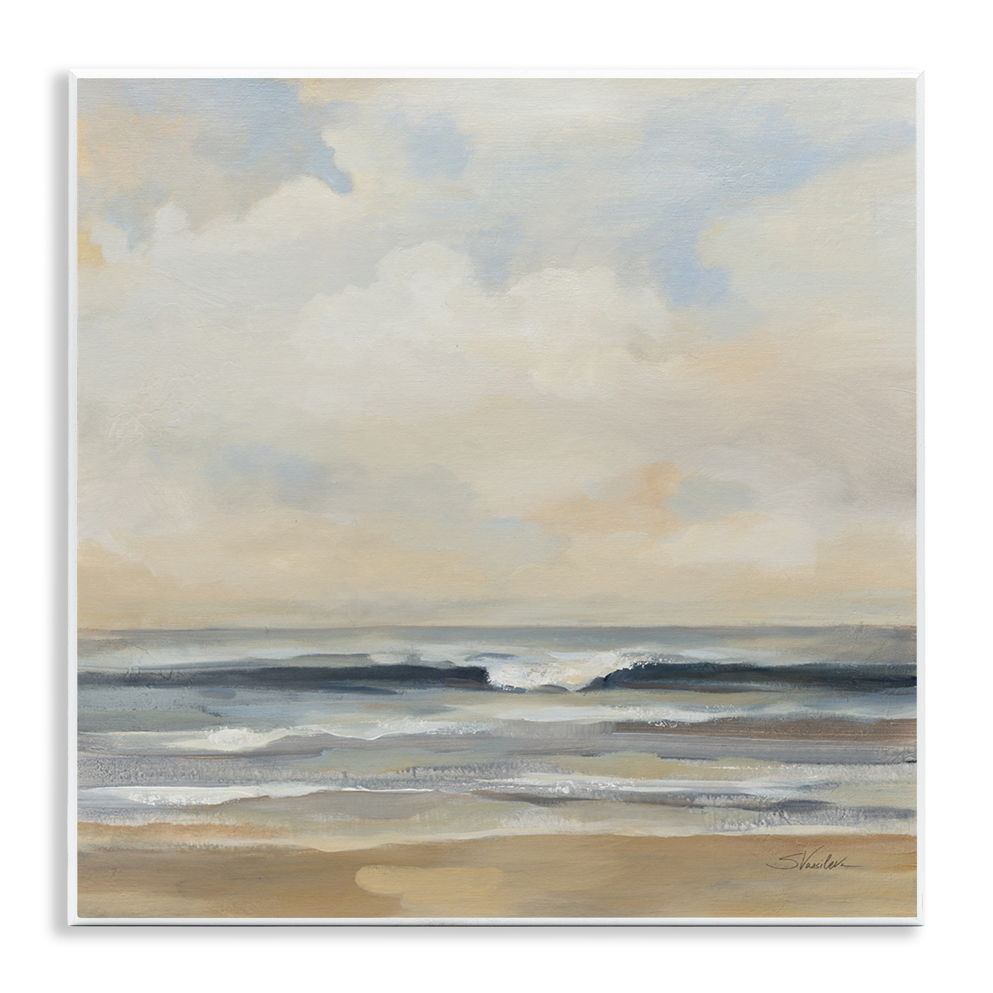 Stupell Industries Misty Haze Shoreline Nautical & Beach Painting Unframed Art Print Wall Art, 12 x 12