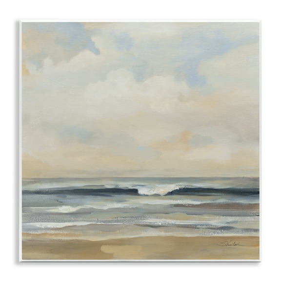 Stupell Industries Misty Haze Shoreline Nautical & Beach Painting Unframed Art Print Wall Art, 12 x 12