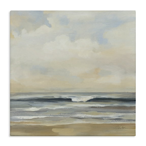 Stupell Industries Misty Haze Shoreline Nautical & Beach Painting Wrapped Canvas Art Print Wall Art, 17 x 17