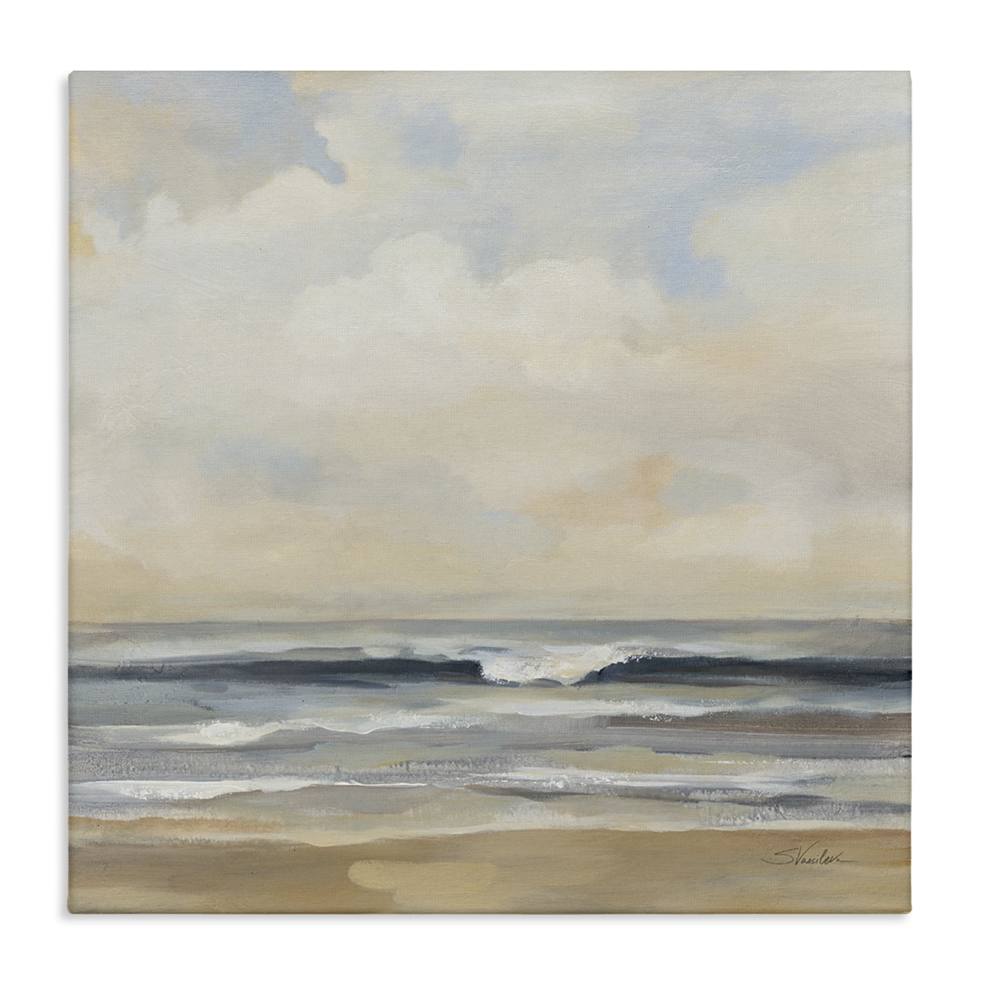 Stupell Industries Misty Haze Shoreline Nautical & Beach Painting Wrapped Canvas Art Print Wall Art, 30 x 30