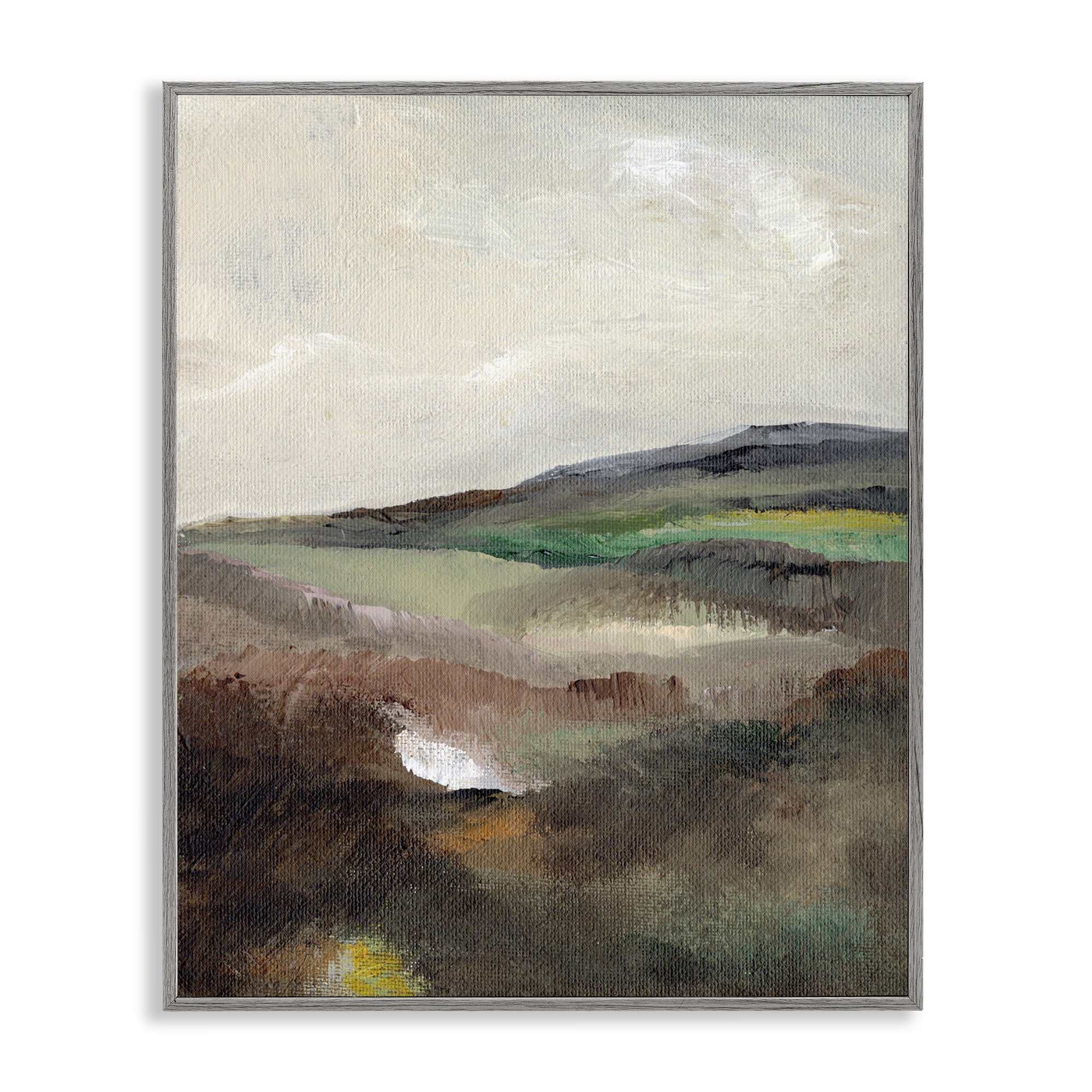 Stupell Industries Misty Hills Land Landscape & Nature Painting Gray Framed Art Print Wall Art, 16 x 20