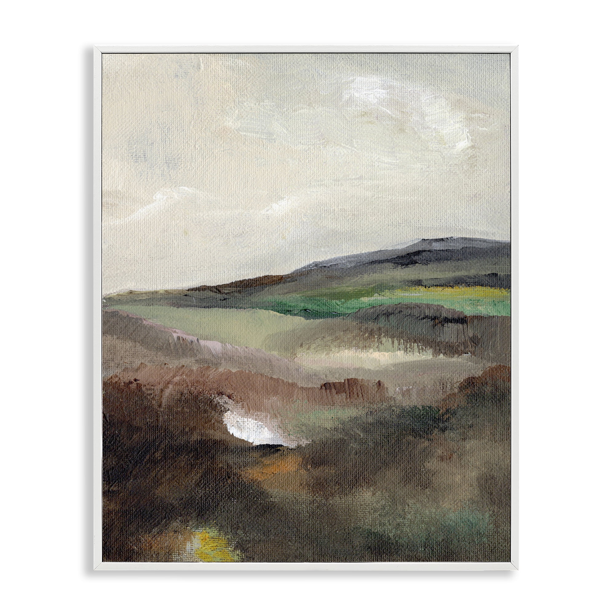 Stupell Industries Misty Hills Land Landscape & Nature Painting White Framed Art Print Wall Art, 16 x 20