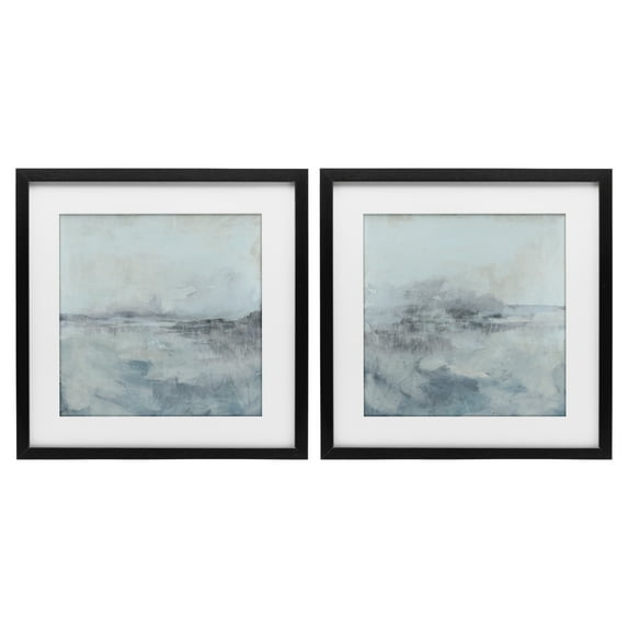 Stupell Industries Misty Horizon View 2 Piece Black Framed Print Under Glass Set design by June Erica Vess, 13 x 13
