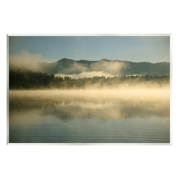 Stupell Industries Misty Lake Mountain Range Scenery Coastal Photography Unframed Art Print Wall Art