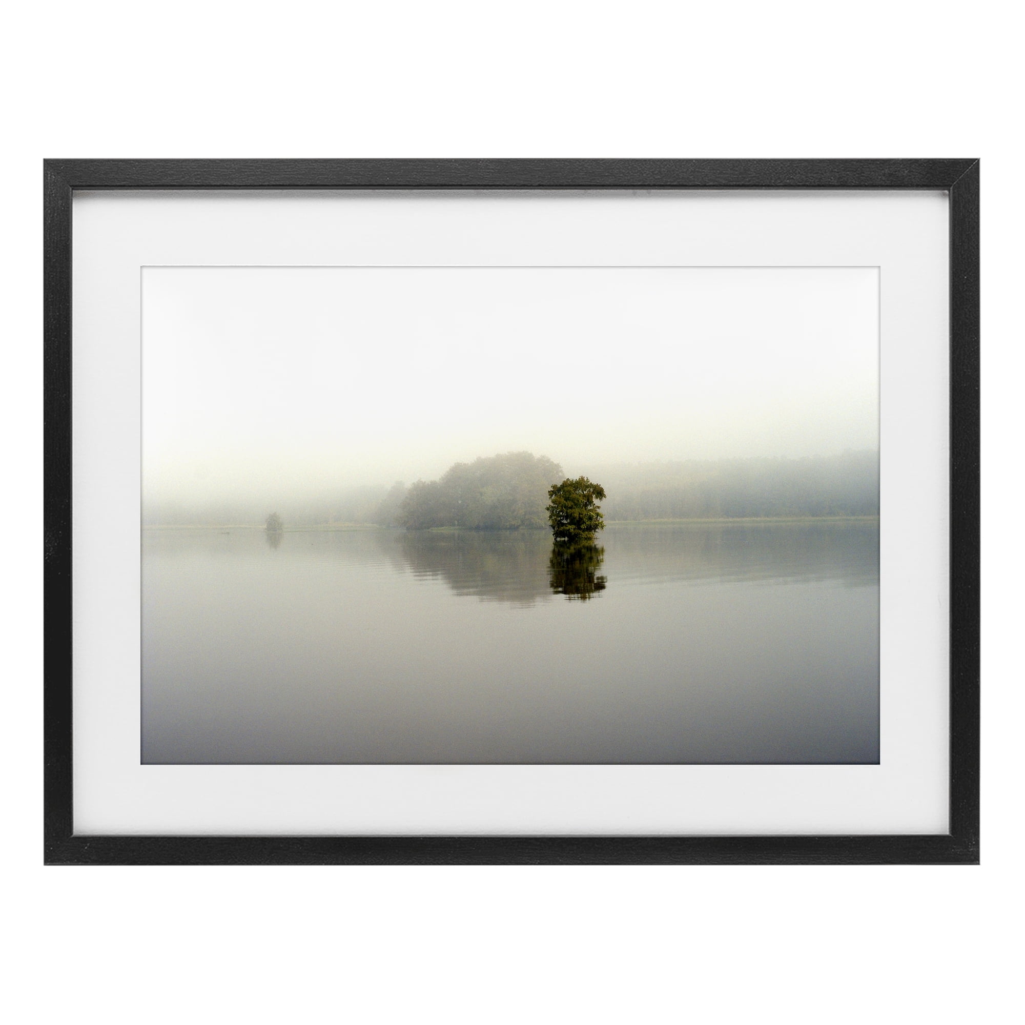 Stupell Industries Misty Lake Reflection Black Framed Print Under Glass, design by Gail Peck