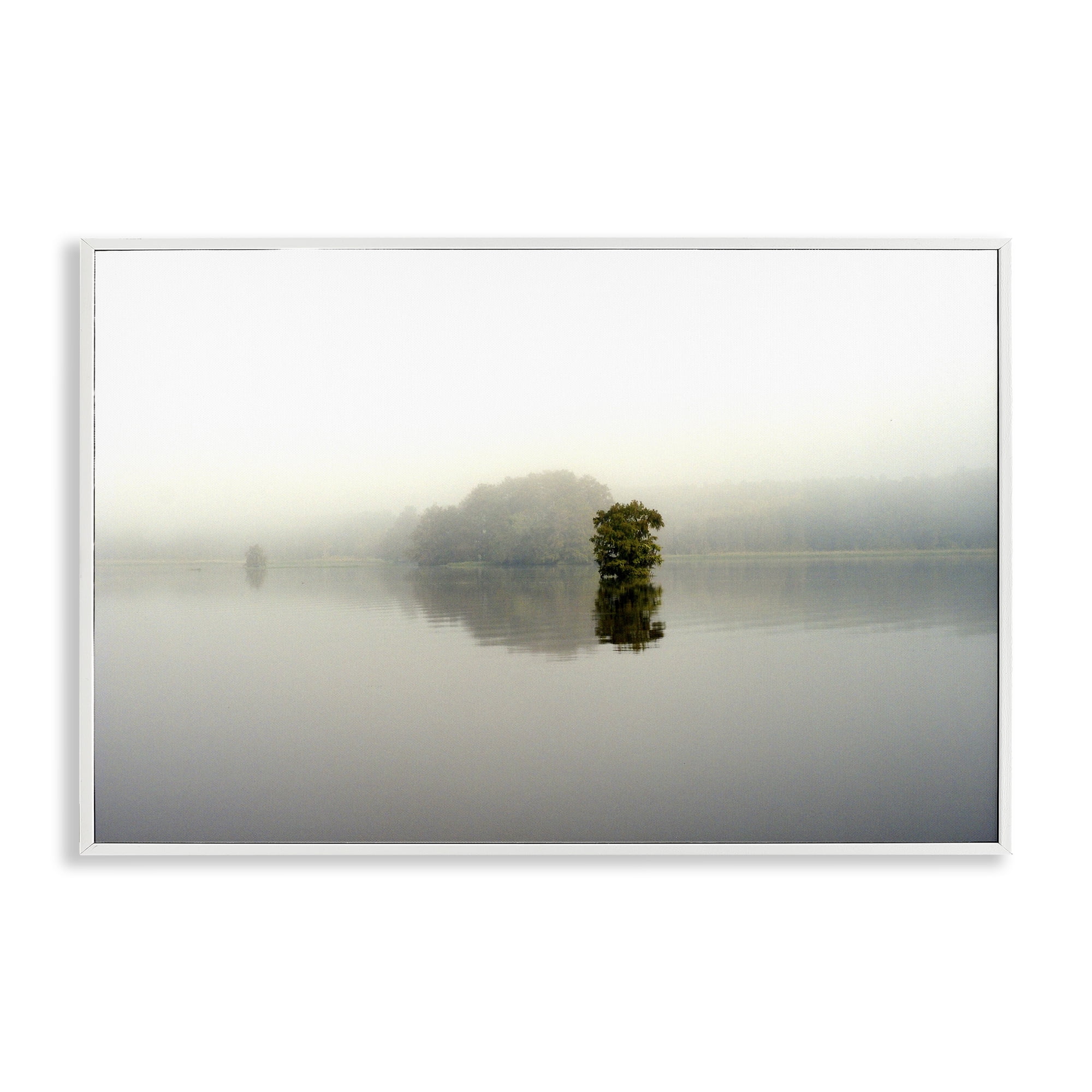 Stupell Industries Misty Lake Reflection White Framed Giclee Art, design by Gail Peck
