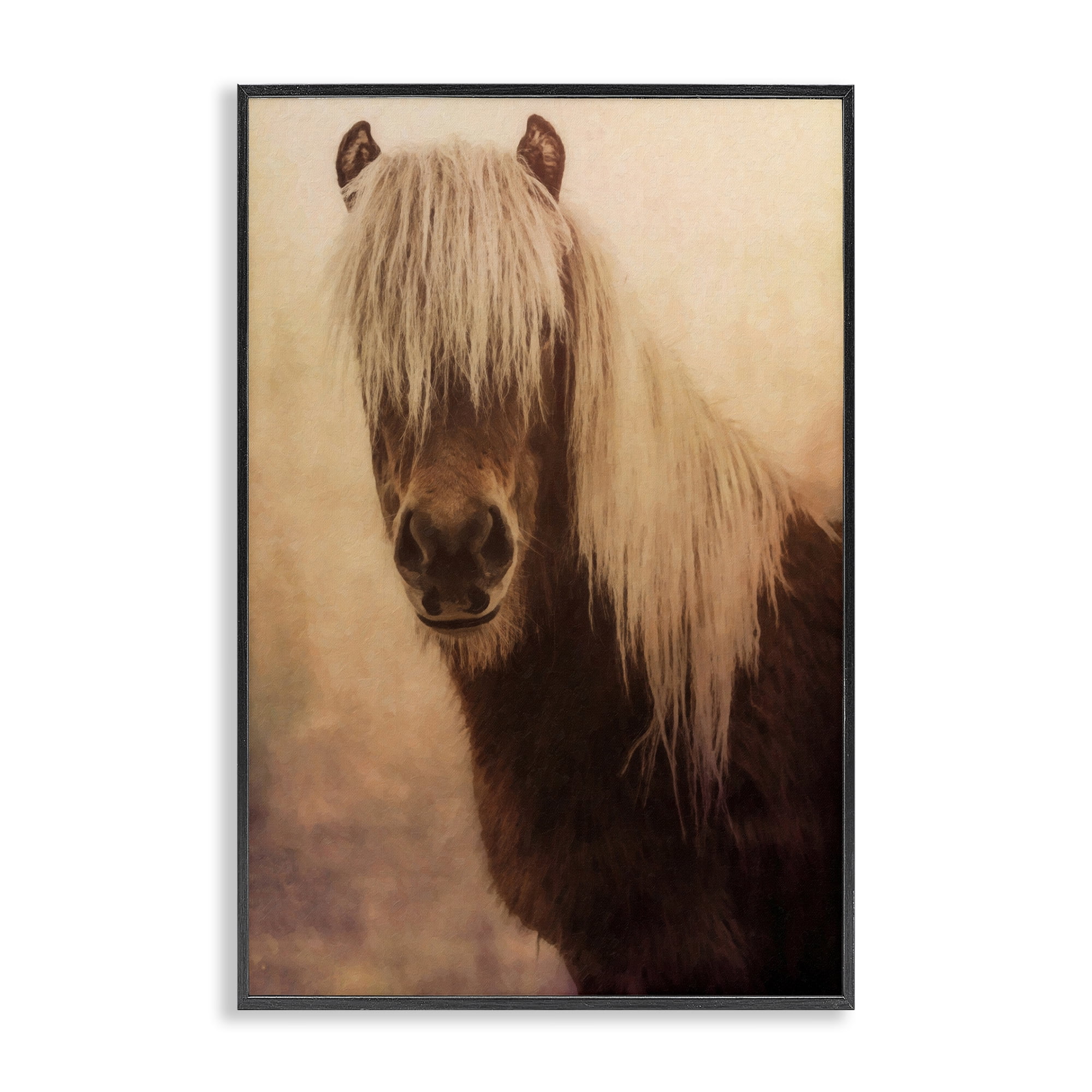 Stupell Industries Misty Morning Horse Animals Painting Black Framed Art Print Wall Art, 20 x 30