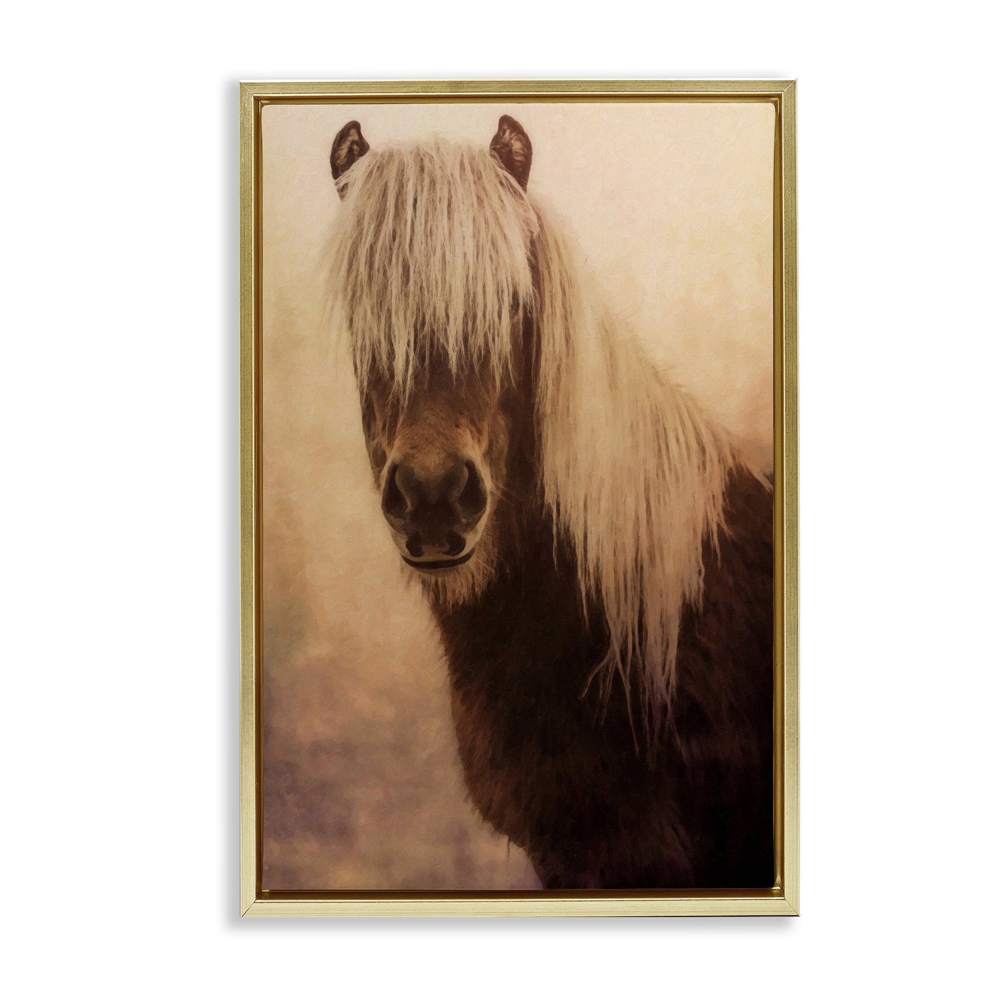 Stupell Industries Misty Morning Horse Animals Painting Gold Floater Framed Canvas Art Print Wall Art, 17 x 25