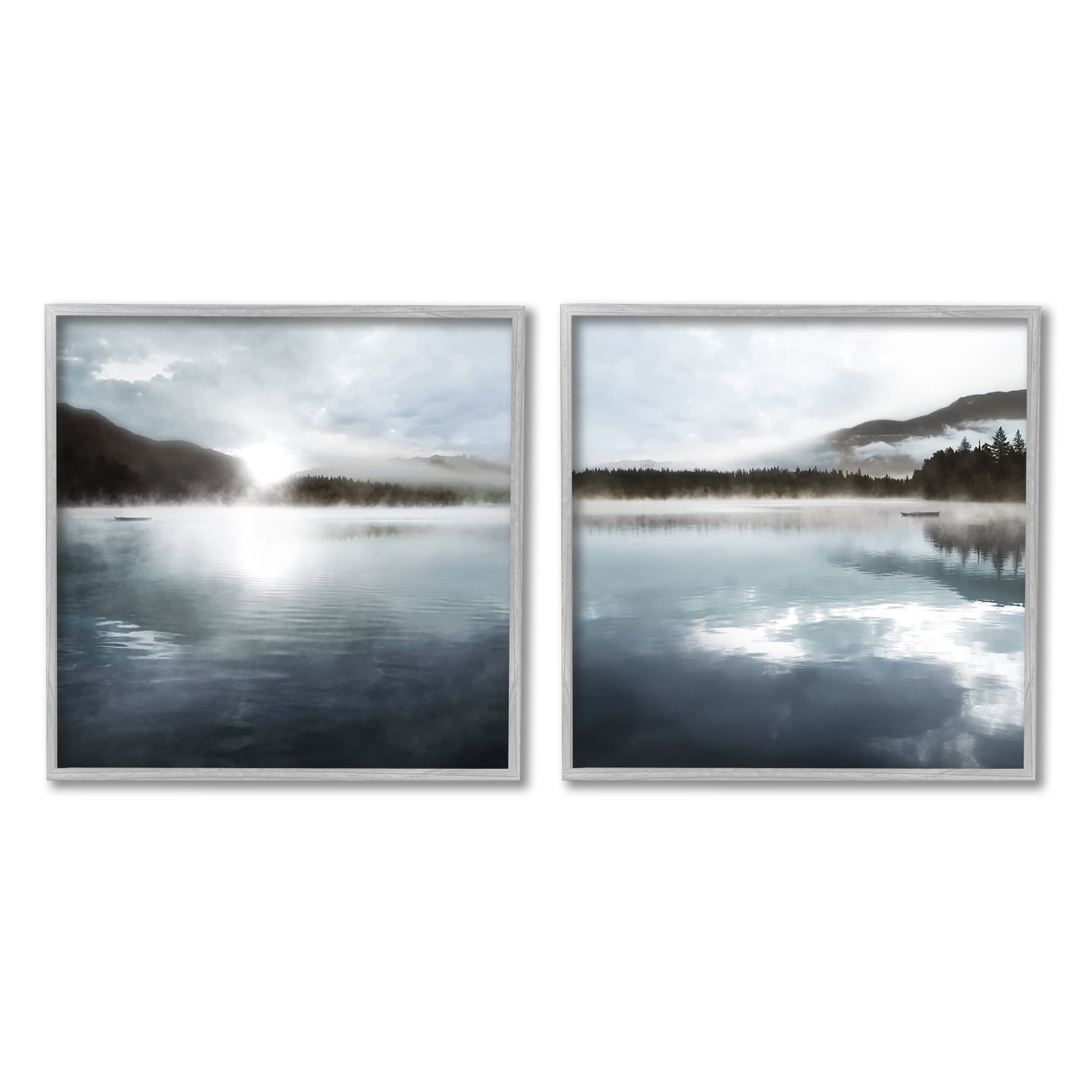 Stupell Industries Misty Morning Lake Water Landscape Tree Forest Mountains, 12 x 12, Design by Carol Robinson