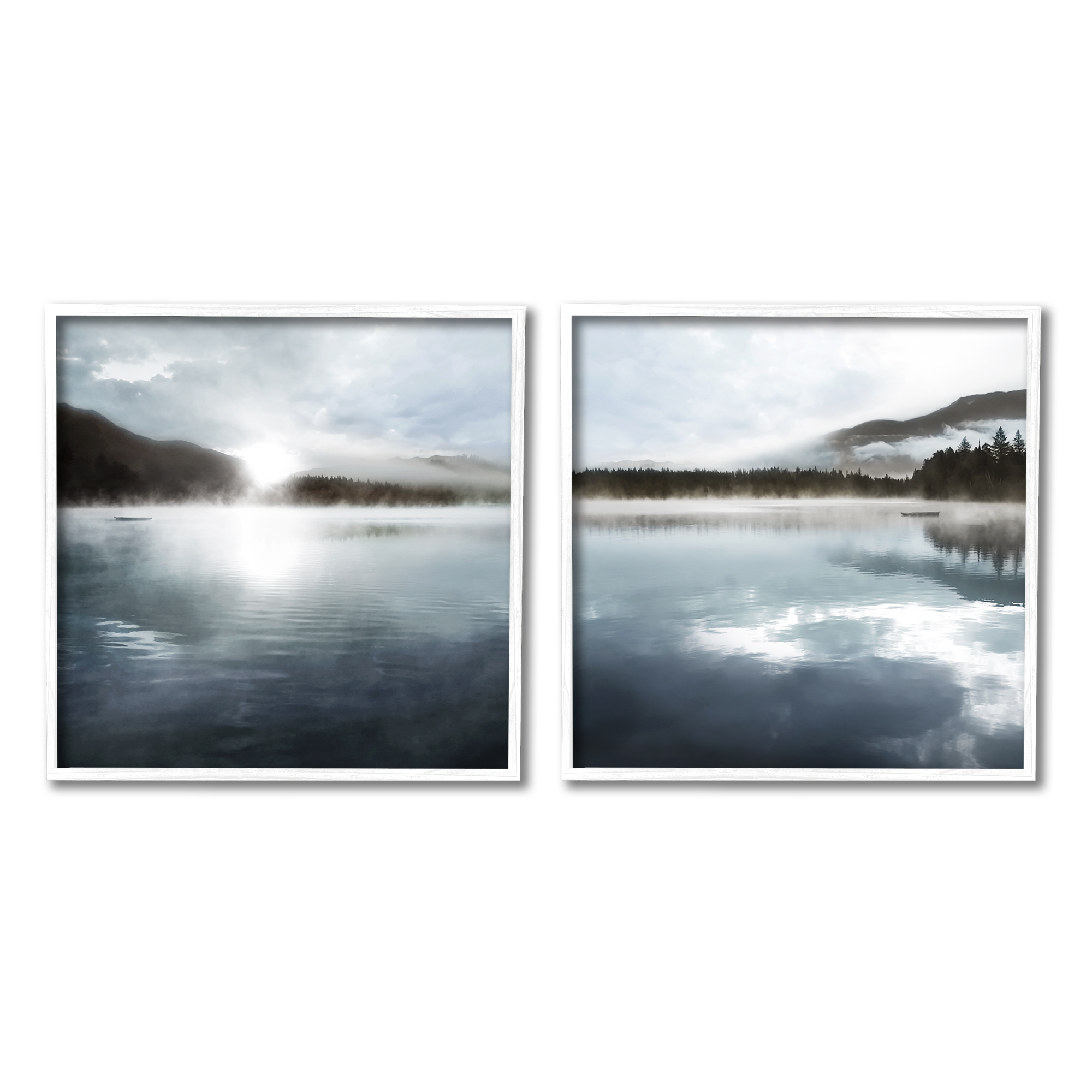 Stupell Industries Misty Morning Lake Water Landscape Tree Forest Mountains, 24 x 24, Design by Carol Robinson