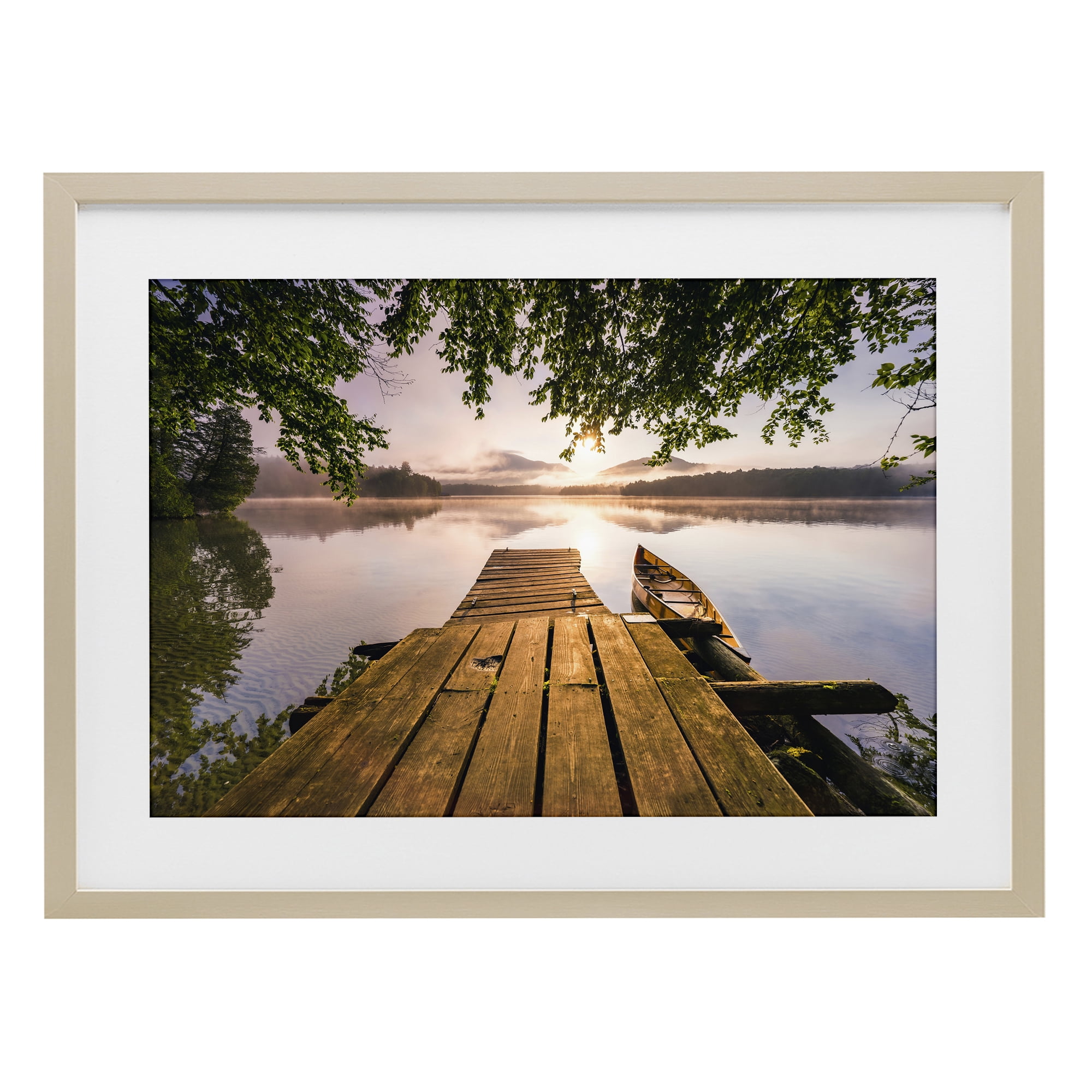 Stupell Industries Misty Morning Light on Lake Birch Framed Print Under Glass, design by Jonathan Zaharek