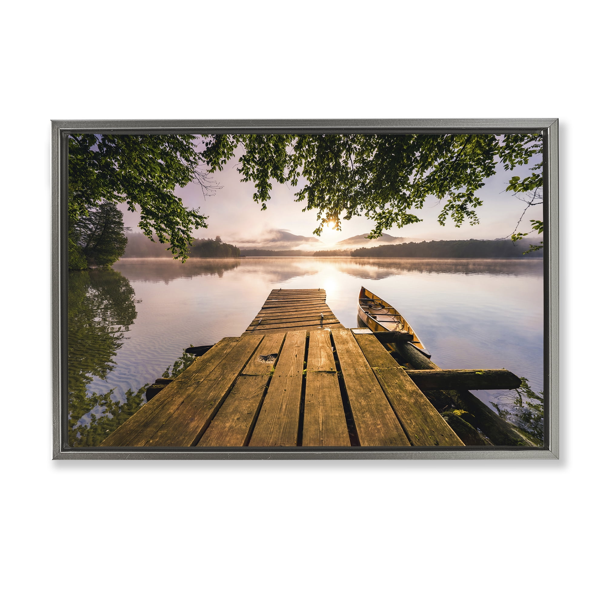 Stupell Industries Misty Morning Light on Lake Gray Framed Floater Canvas Wall Art, design by Jonathan Zaharek