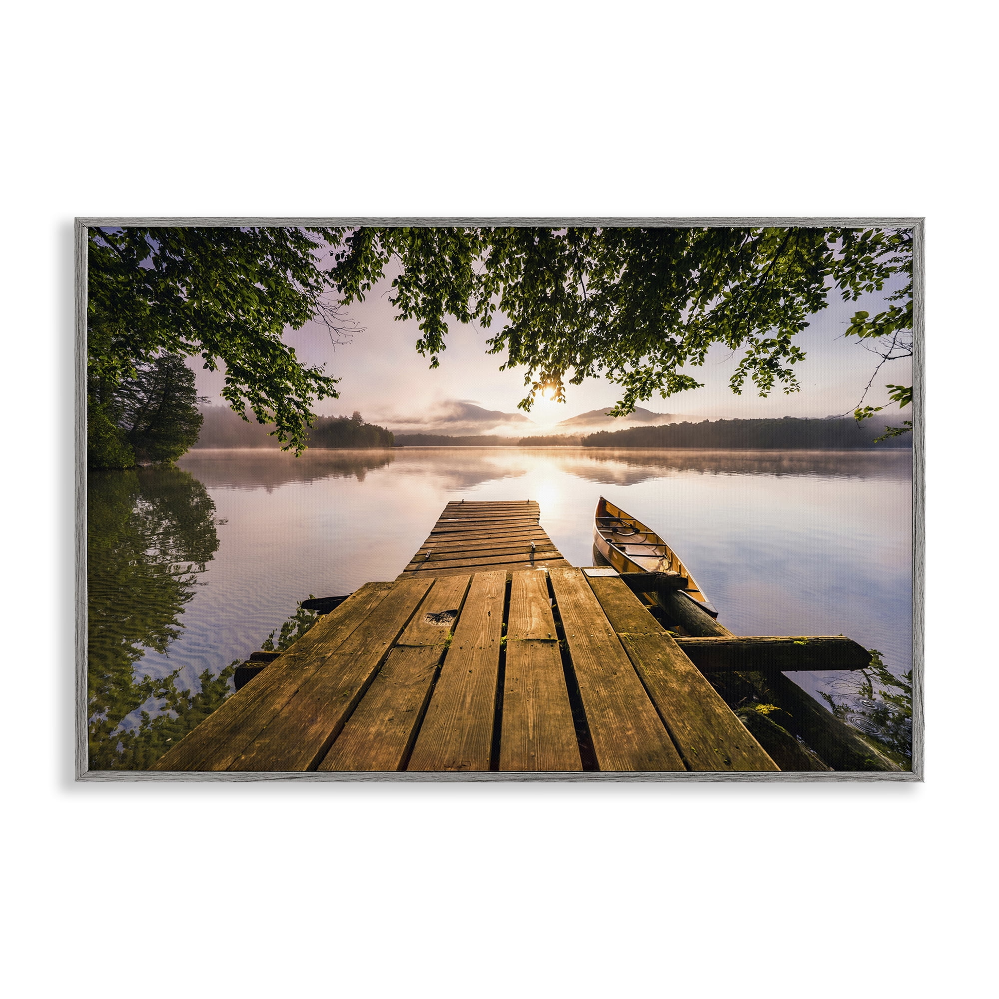 Stupell Industries Misty Morning Light on Lake Gray Framed Giclee Art, design by Jonathan Zaharek