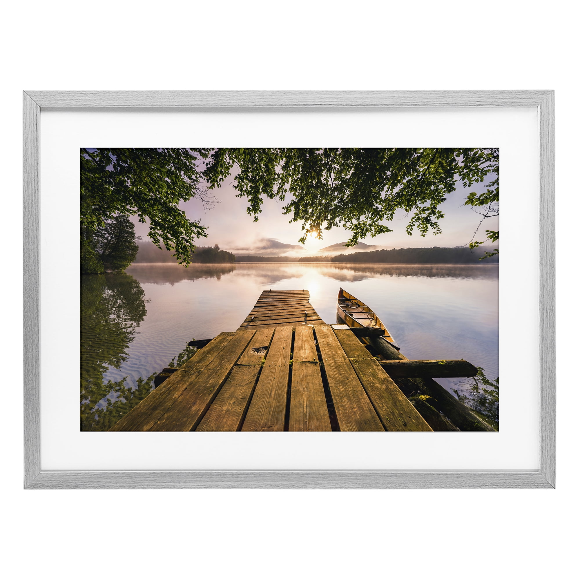 Stupell Industries Misty Morning Light on Lake Gray Framed Print Under Glass, design by Jonathan Zaharek