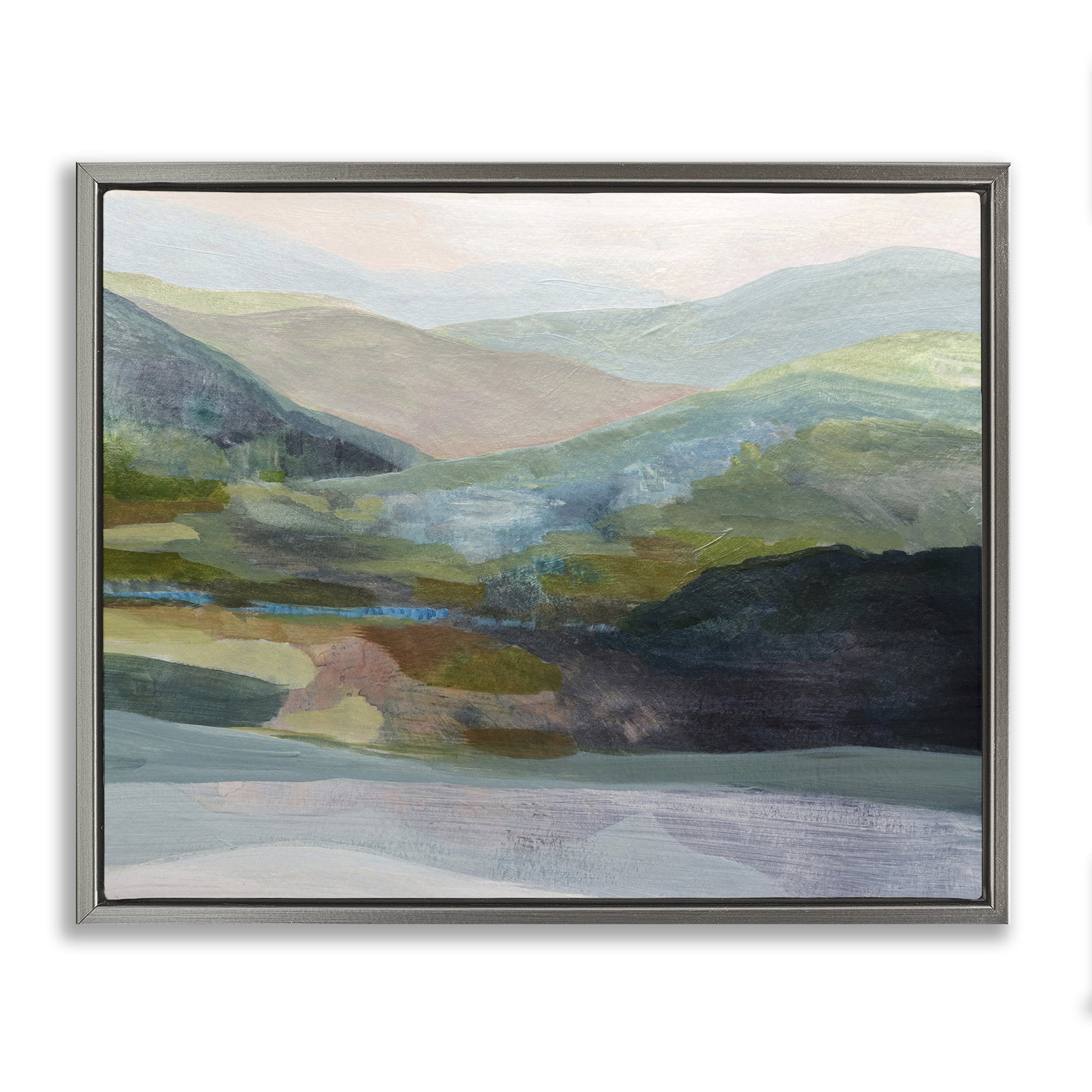 Stupell Industries Misty Morning Mountain Gradient Gray Framed Floater Canvas Wall Art, design by Farren Lee