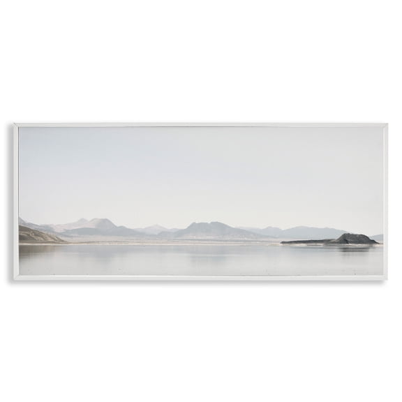 Stupell Industries Misty Morning Mountain Landscape & Nature Photography White Framed Art Print Wall Art, 30 x 13