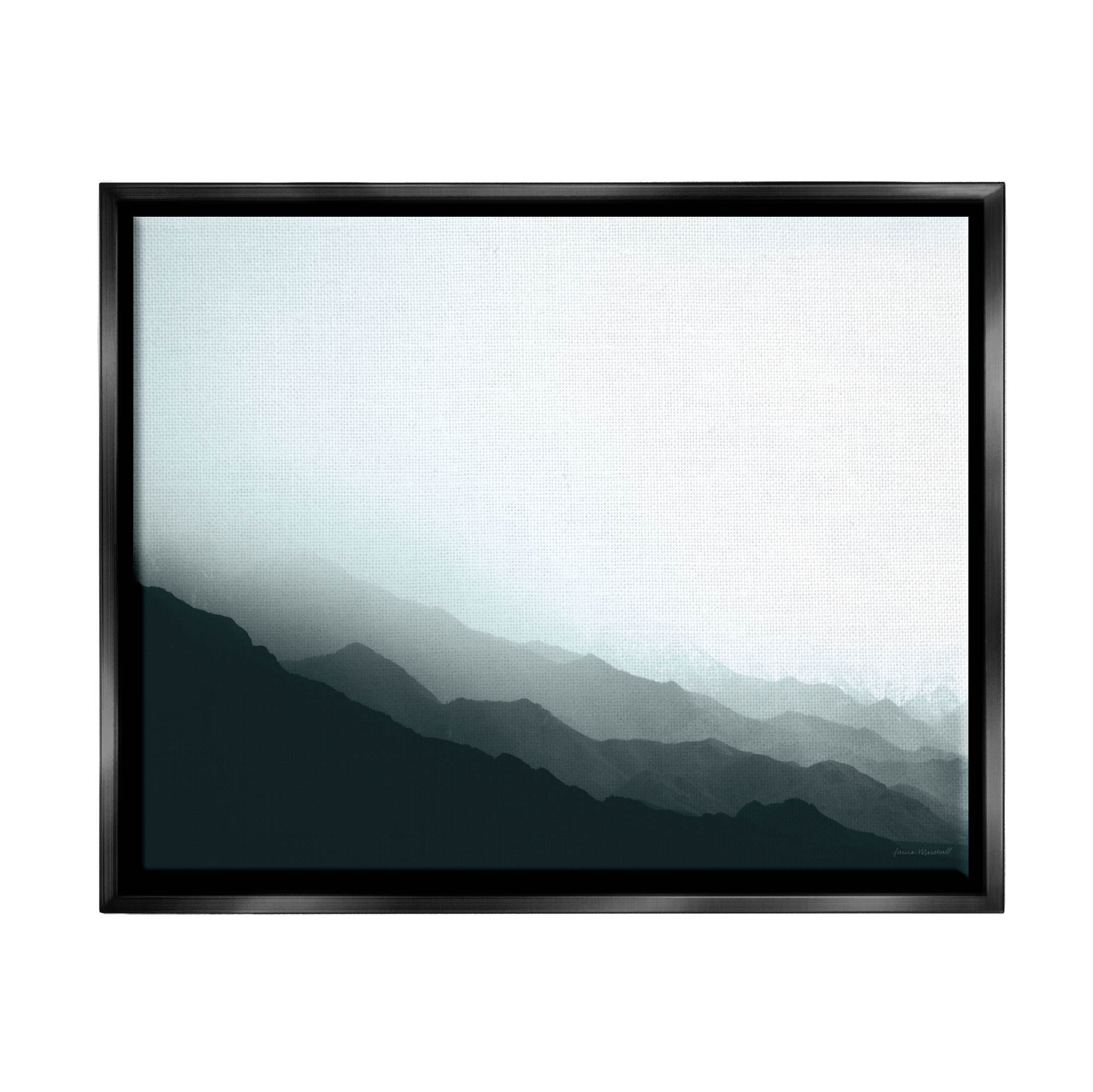 Stupell Industries Misty Mountain Range Slopes Landscape Photograph Jet Black Floating Framed Canvas Print Wall Art, Design by Laura Marshall