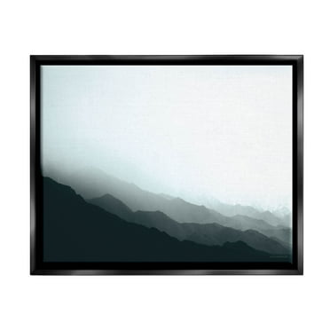 Stupell Industries Misty Mountain Range Slopes Landscape Photograph Jet Black Floating Framed Canvas Print Wall Art, Design by Laura Marshall