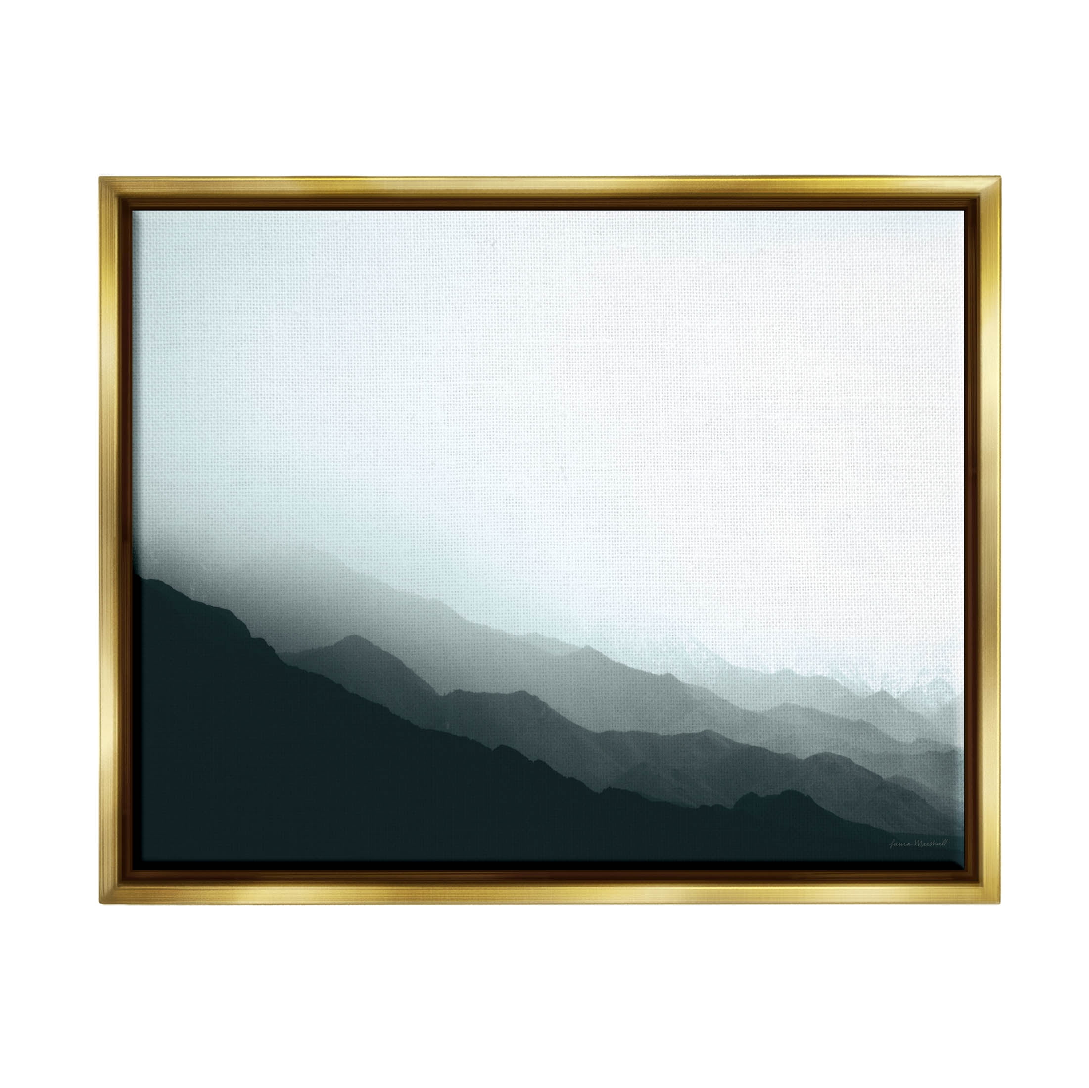 Stupell Industries Misty Mountain Range Slopes Landscape Photograph Metallic Gold Floating Framed Canvas Print Wall Art, Design by Laura Marshall