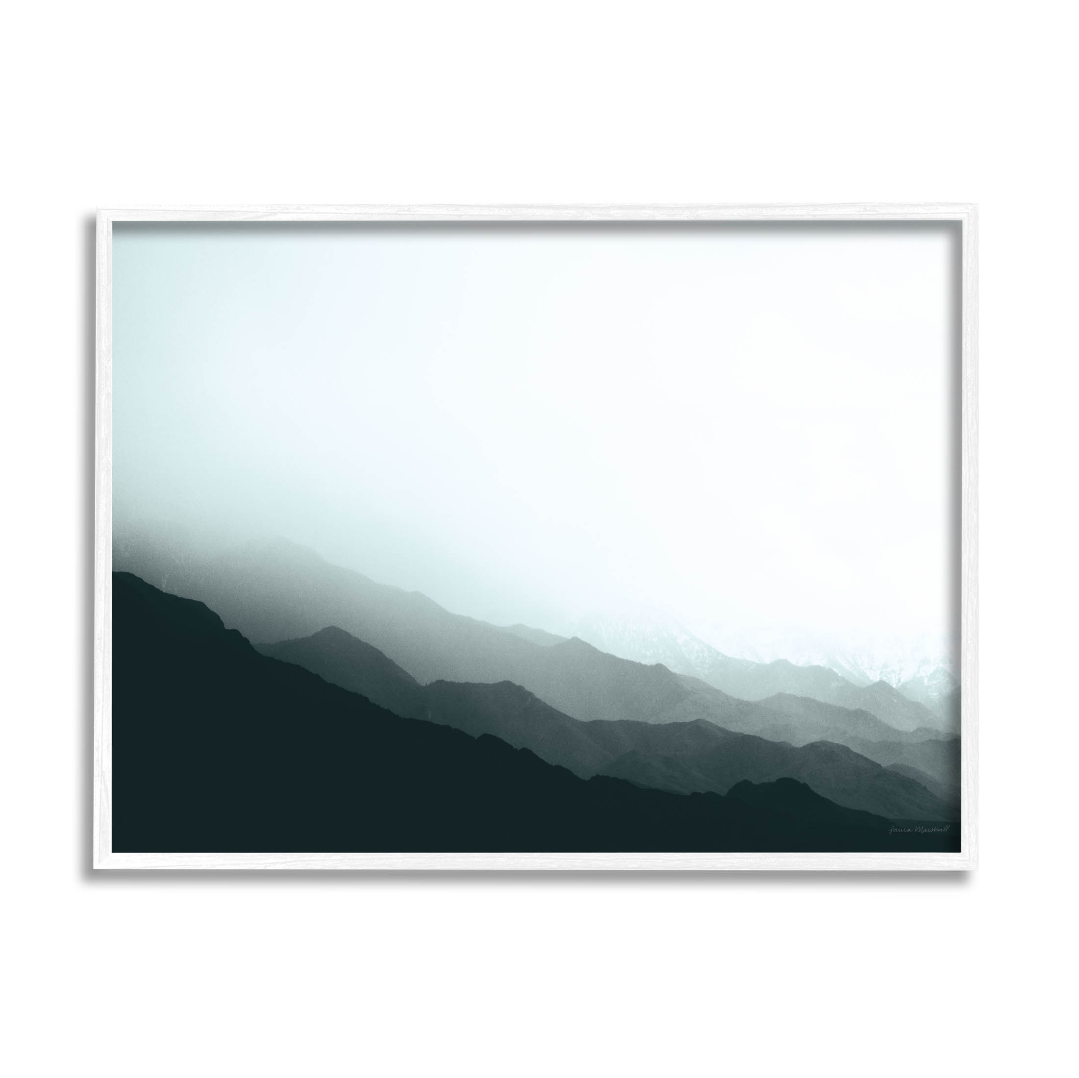 Stupell Industries Misty Mountain Range Slopes Landscape Photograph White Framed Art Print Wall Art, Design by Laura Marshall