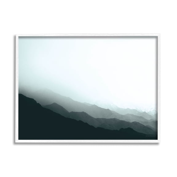 Stupell Industries Misty Mountain Range Slopes Landscape Photograph White Framed Art Print Wall Art, Design by Laura Marshall