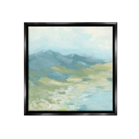 Stupell Industries Misty Mountain Valley Landscape Painting Black Floater Framed Canvas Art Print Wall Art, 18 x 18