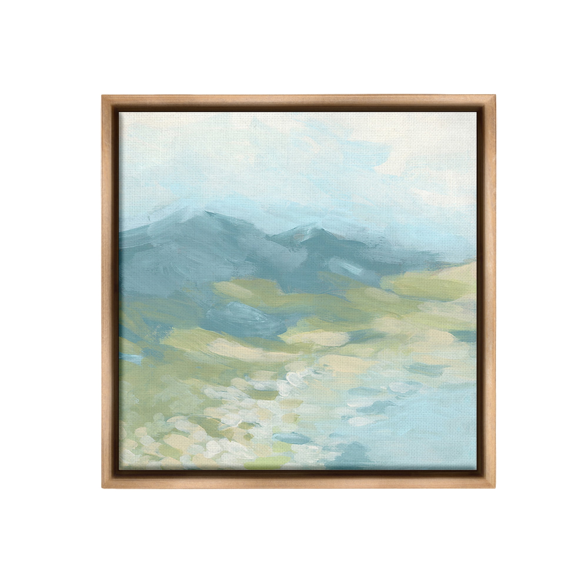 Stupell Industries Misty Mountain Valley Landscape Painting Brown Floater Framed Canvas Art Print Wall Art, 18 x 18