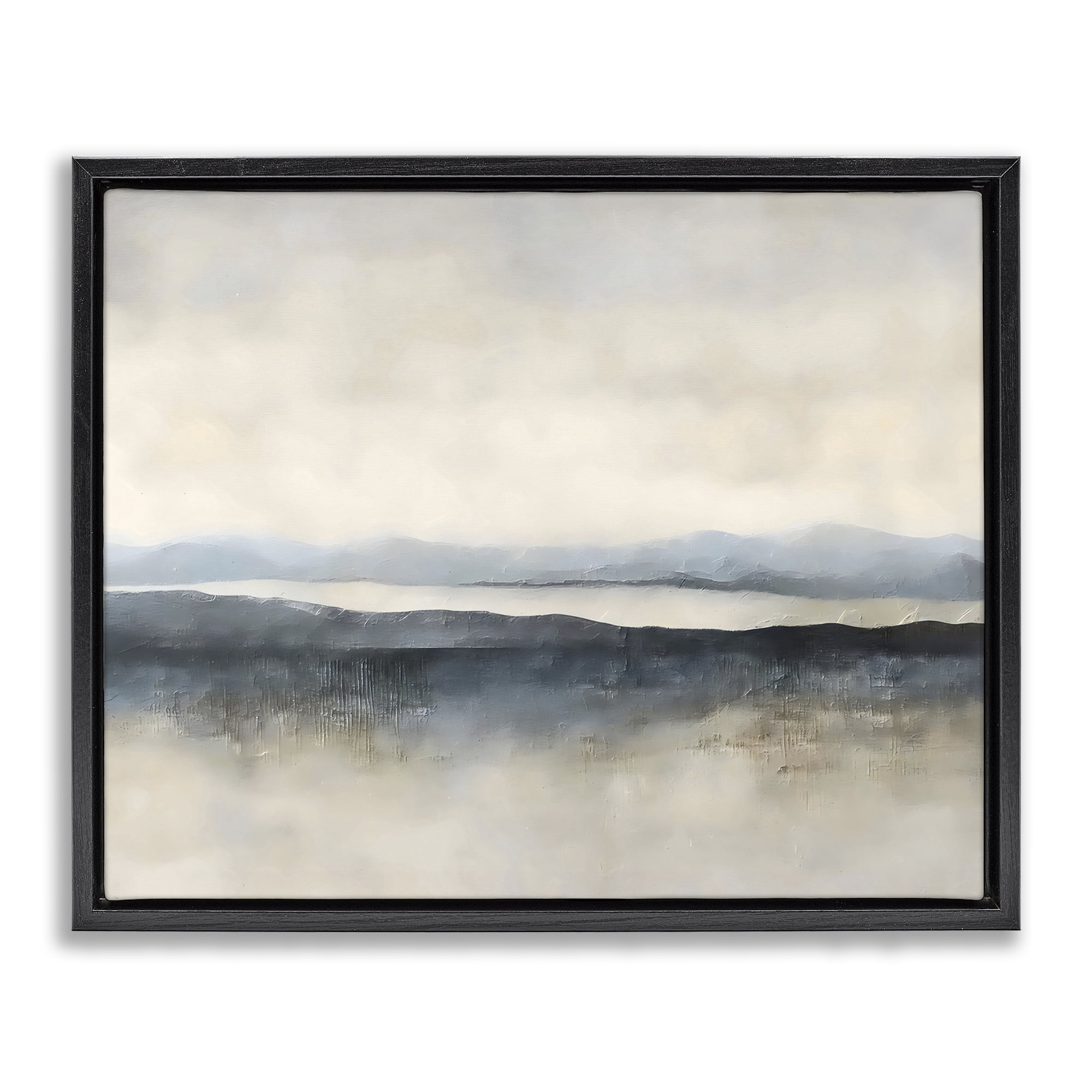 Stupell Industries Misty Muted Horizon Black Framed Floater Canvas Wall Art, design by Riley B