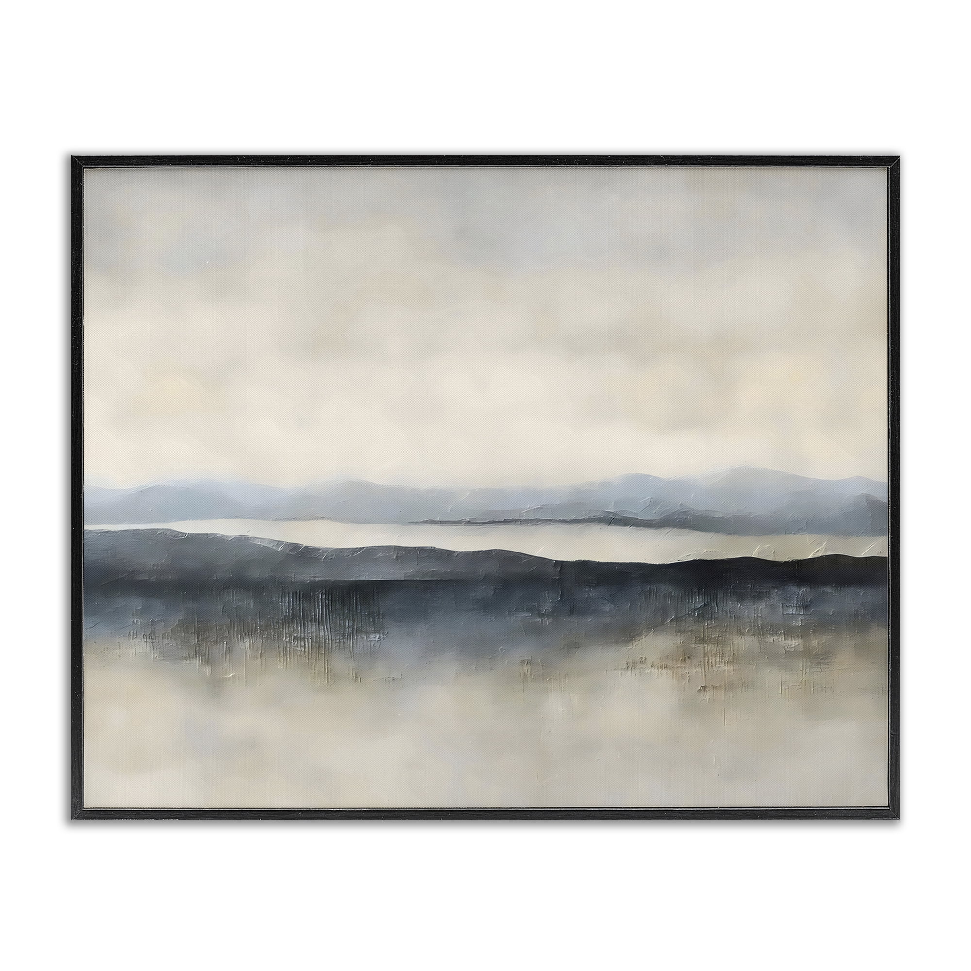 Stupell Industries Misty Muted Horizon Black Framed Giclee Art, design by Riley B