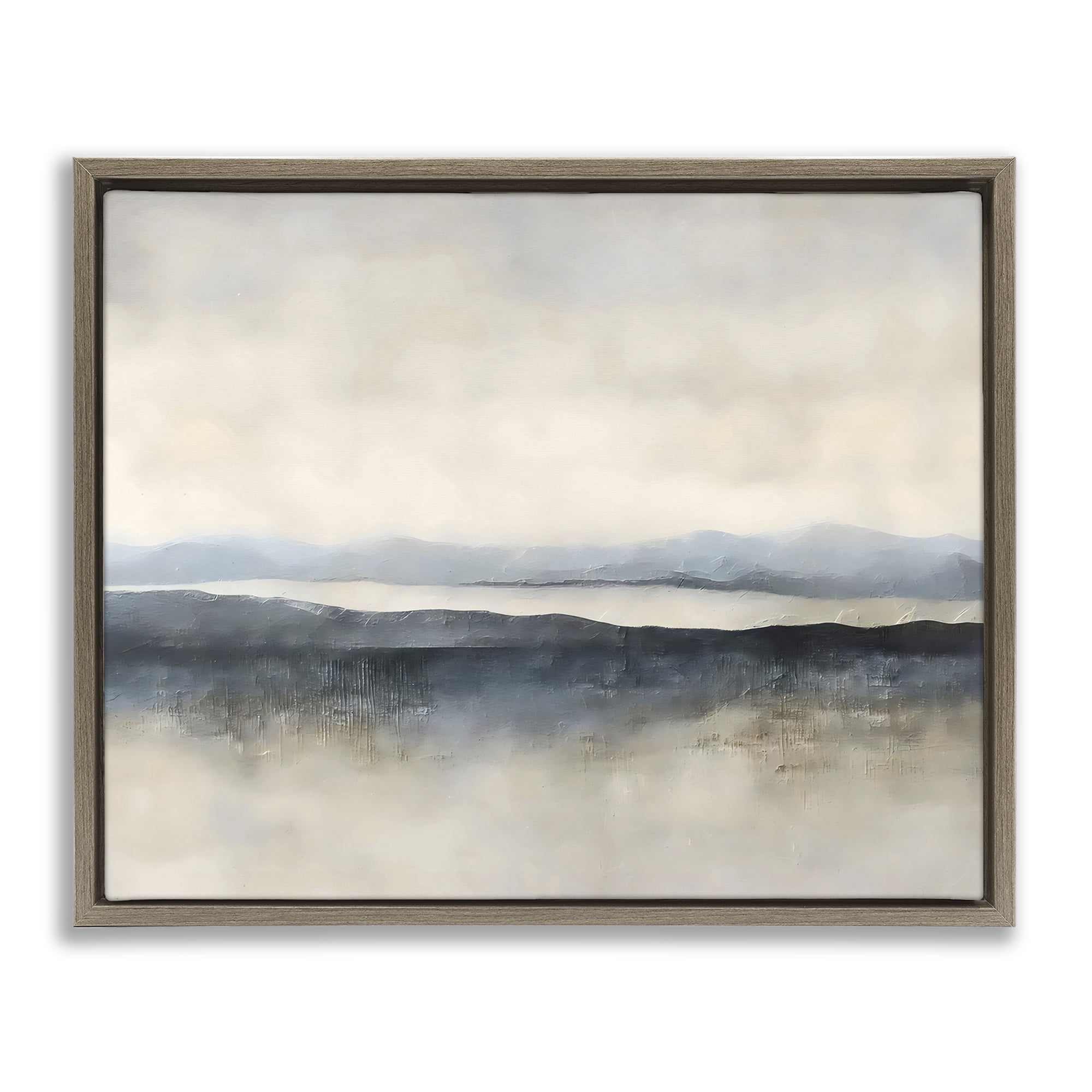Stupell Industries Misty Muted Horizon Brown Framed Floater Canvas Wall Art, design by Riley B