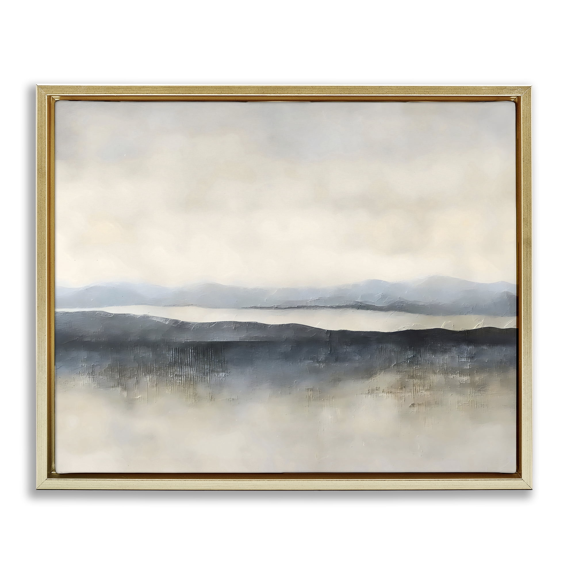 Stupell Industries Misty Muted Horizon Gold Framed Floater Canvas Wall Art, design by Riley B