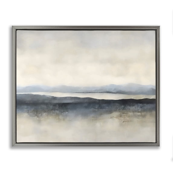Stupell Industries Contemporary Misty Muted Horizon Gray Floating Frame Canvas Art, 31 x 25, by Riley B