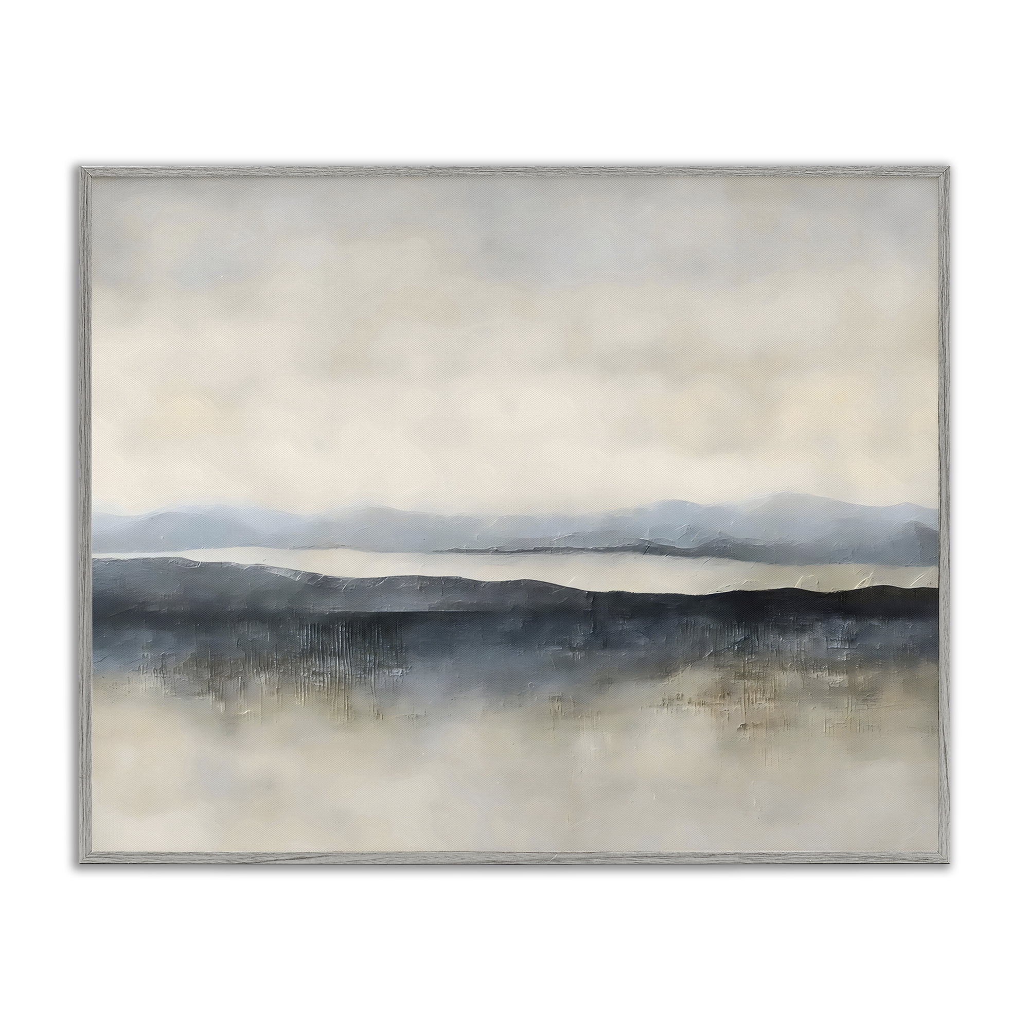 Stupell Industries Misty Muted Horizon Gray Framed Giclee Art, design by Riley B
