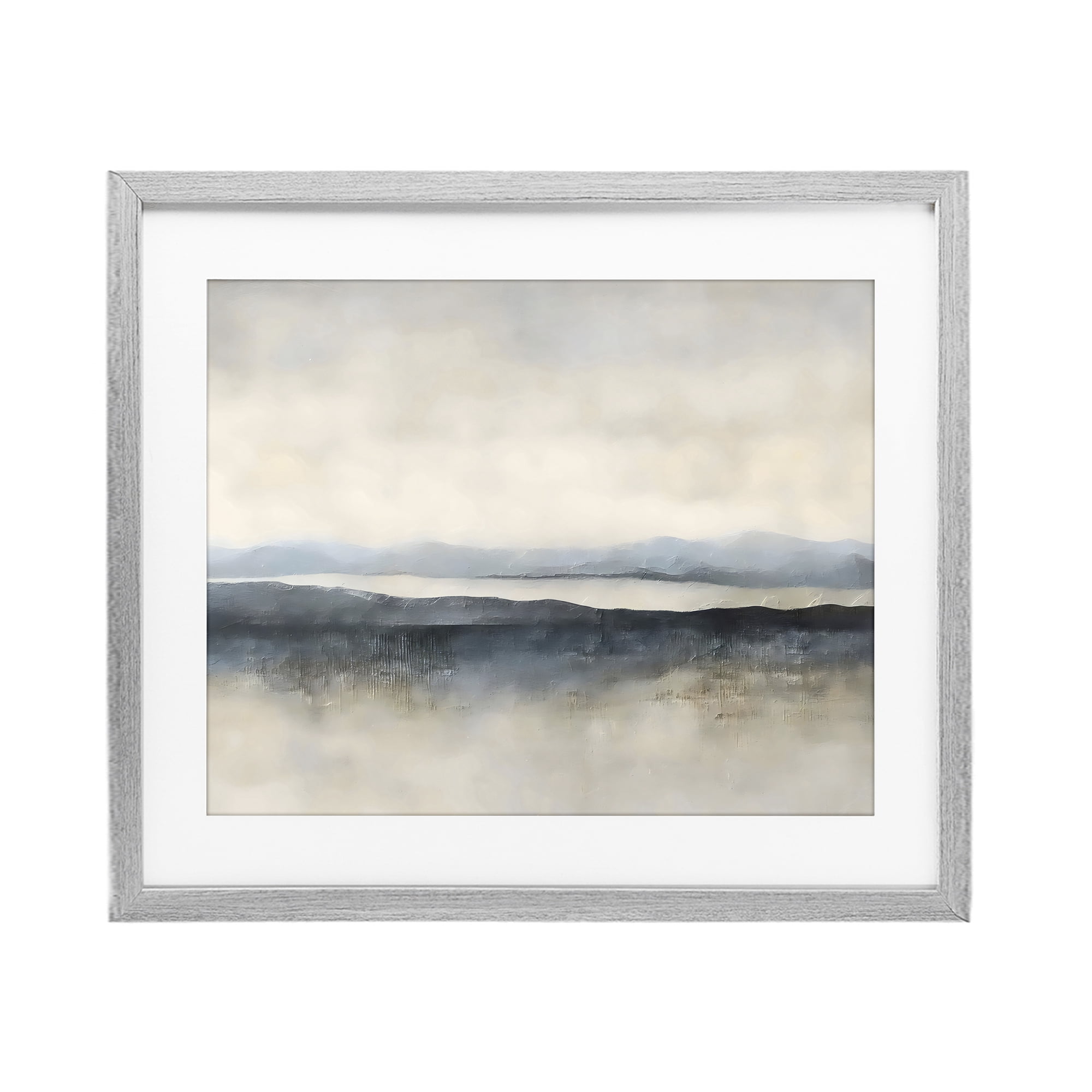 Stupell Industries Misty Muted Horizon Gray Framed Print Under Glass, design by Riley B
